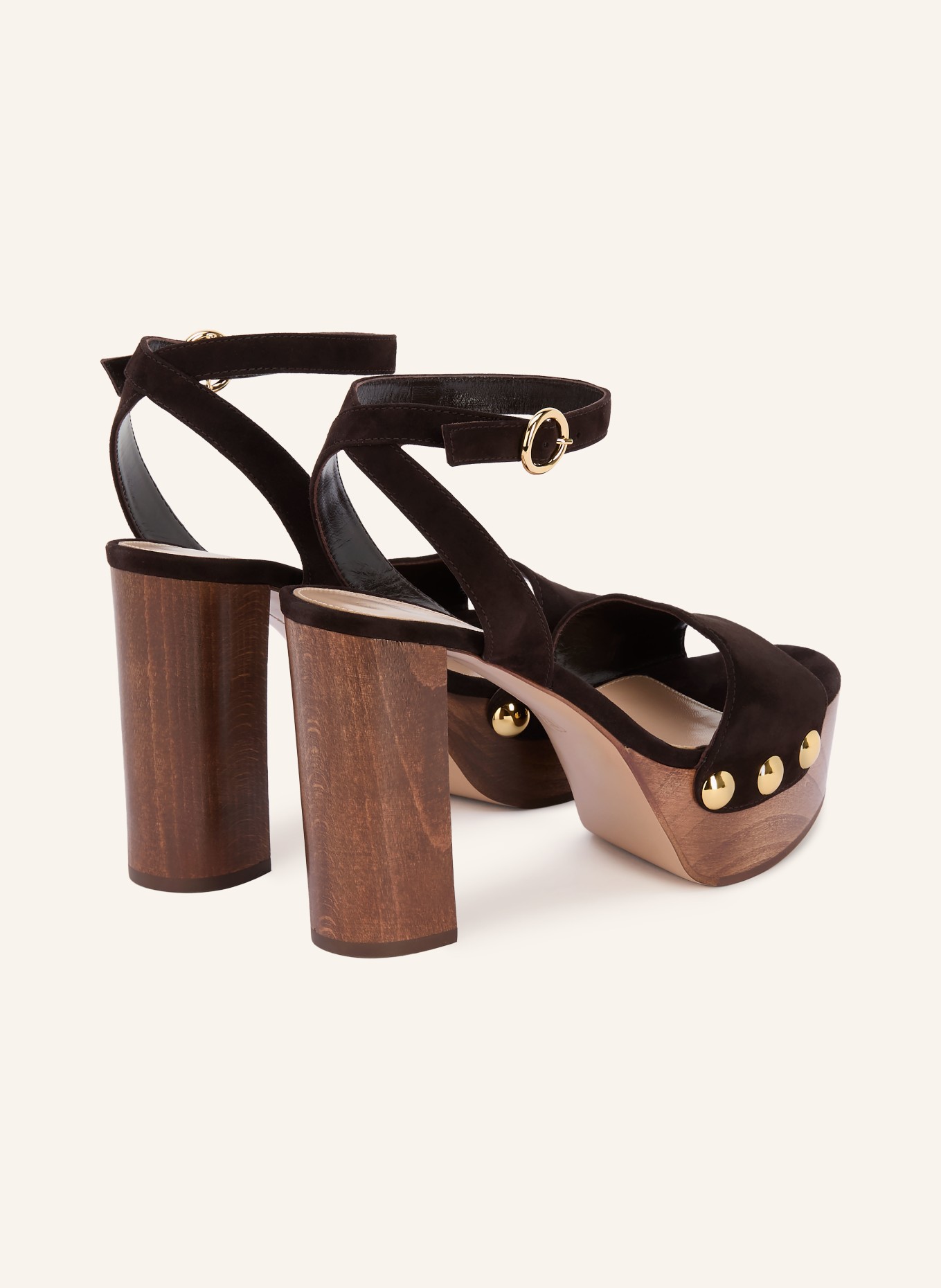 Gianvito Rossi CAMOSCIO platform sandals with studs: DARK BROWN