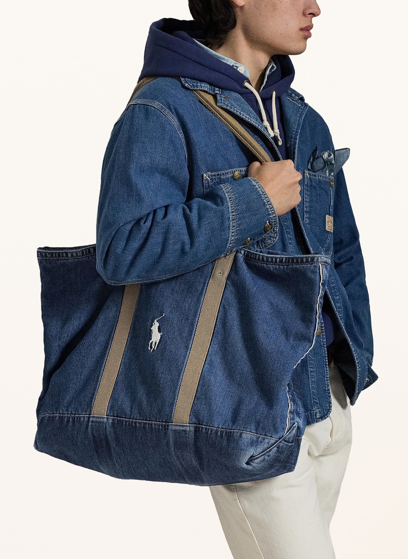 POLO RALPH LAUREN Jeans-Shopper: DUNKELBLAU / COGNAC