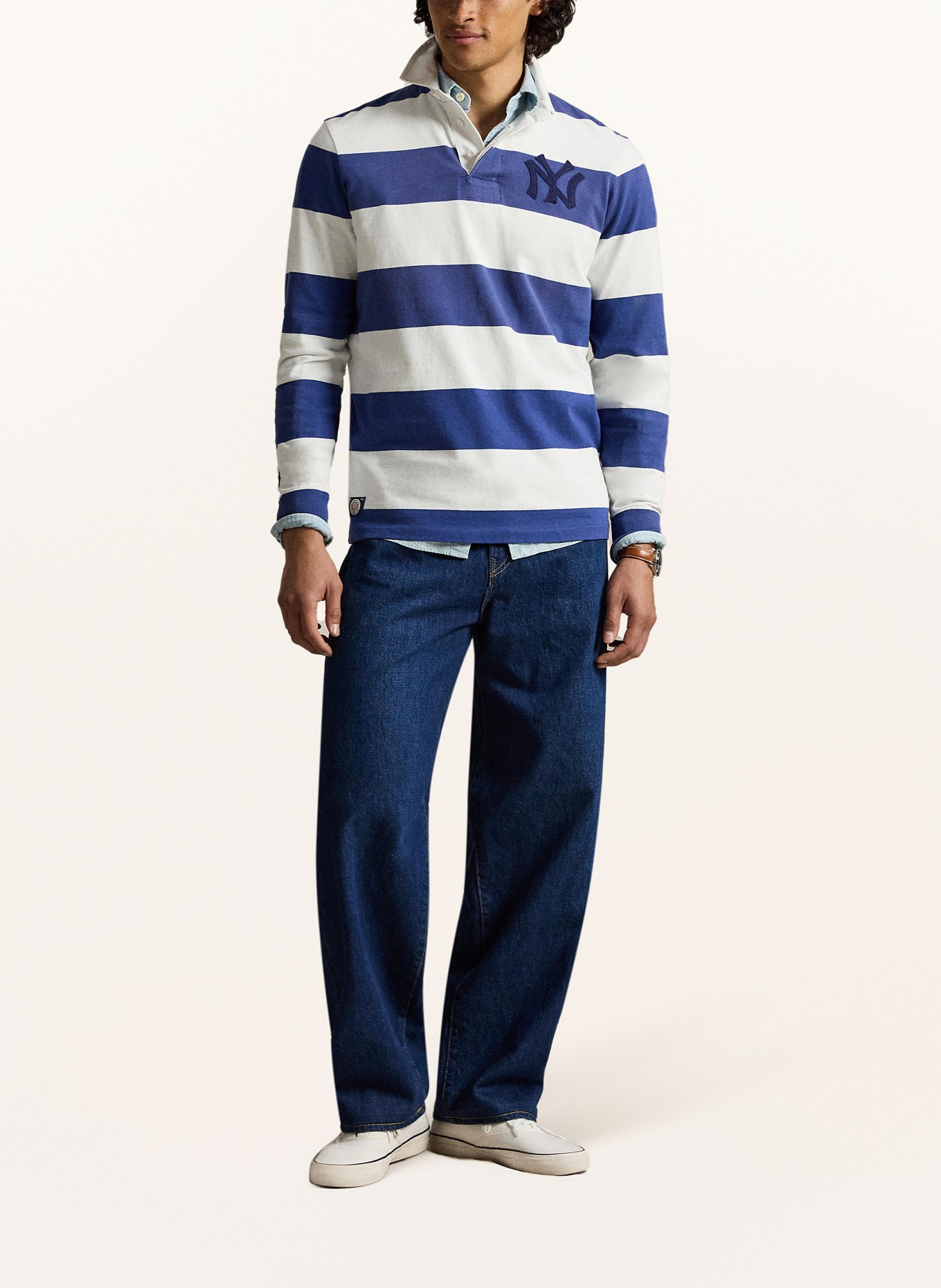 POLO RALPH LAUREN Rugbyshirt: WEISS / DUNKELBLAU