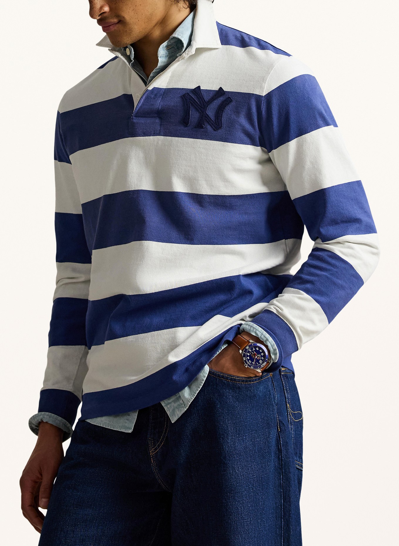 POLO RALPH LAUREN Rugbyshirt: WEISS / DUNKELBLAU