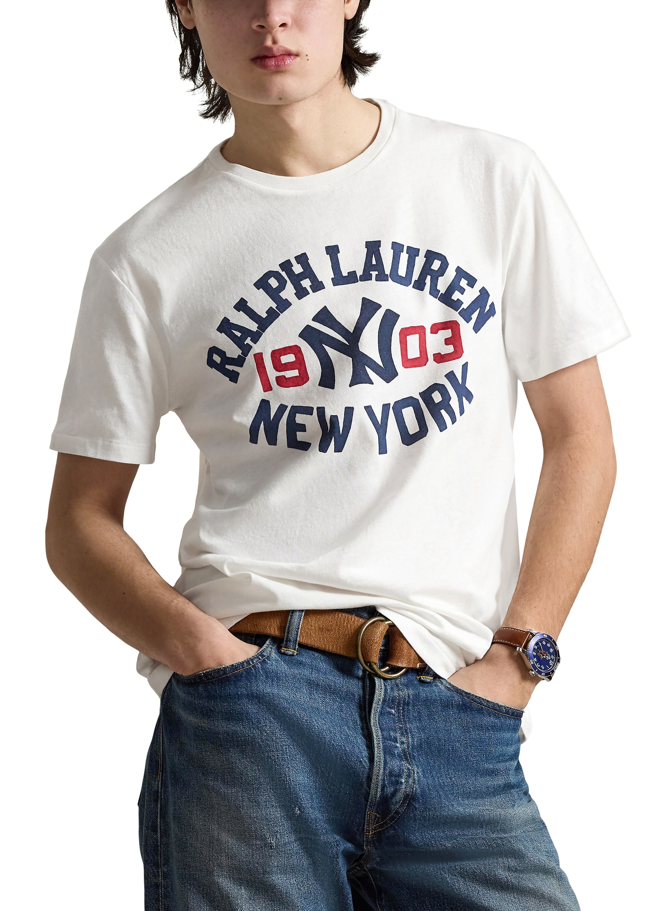 POLO RALPH LAUREN T-Shirt: WEISS / ROT / DUNKELBLAU