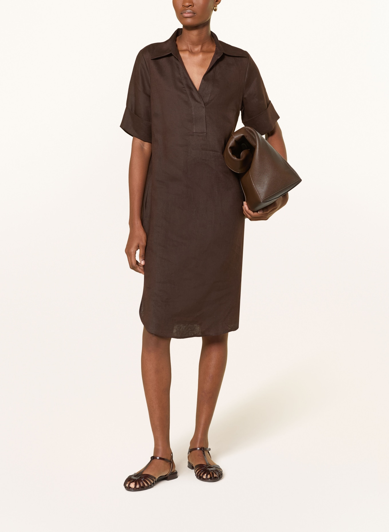 ANGOOR Leinenkleid ESTHER: DUNKELBRAUN