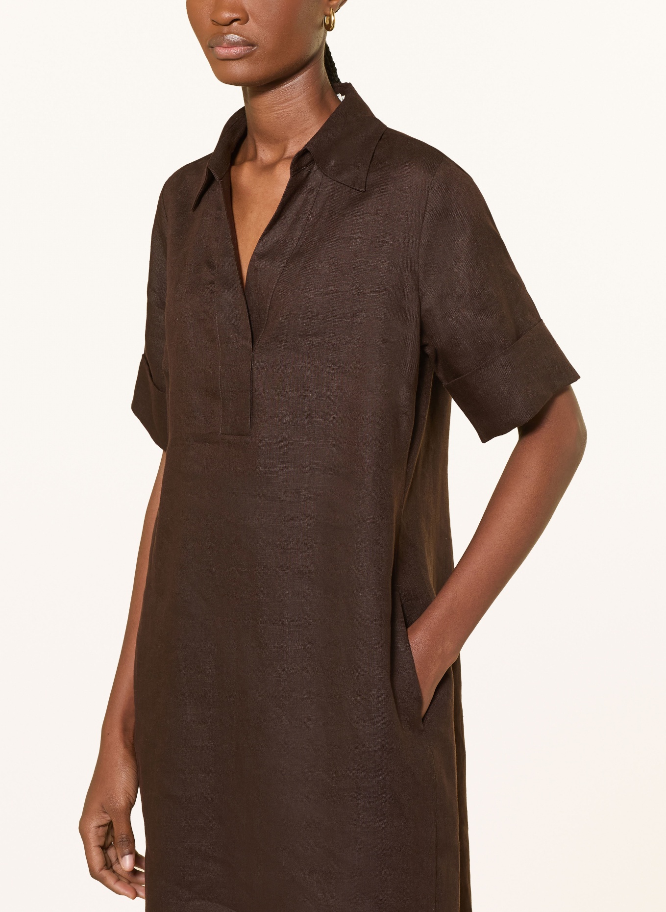 ANGOOR Leinenkleid ESTHER: DUNKELBRAUN