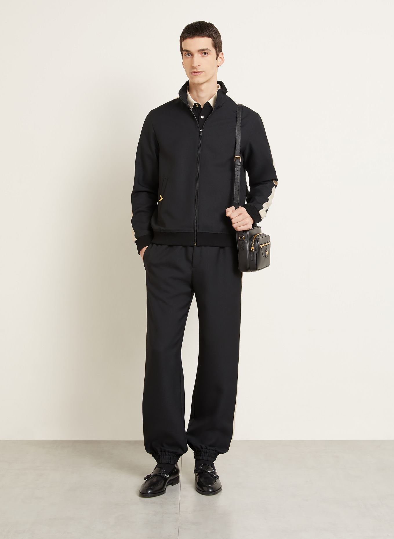 VALENTINO VGOLD-joggingbroek met galonstrepen: ZWART / BEIGE