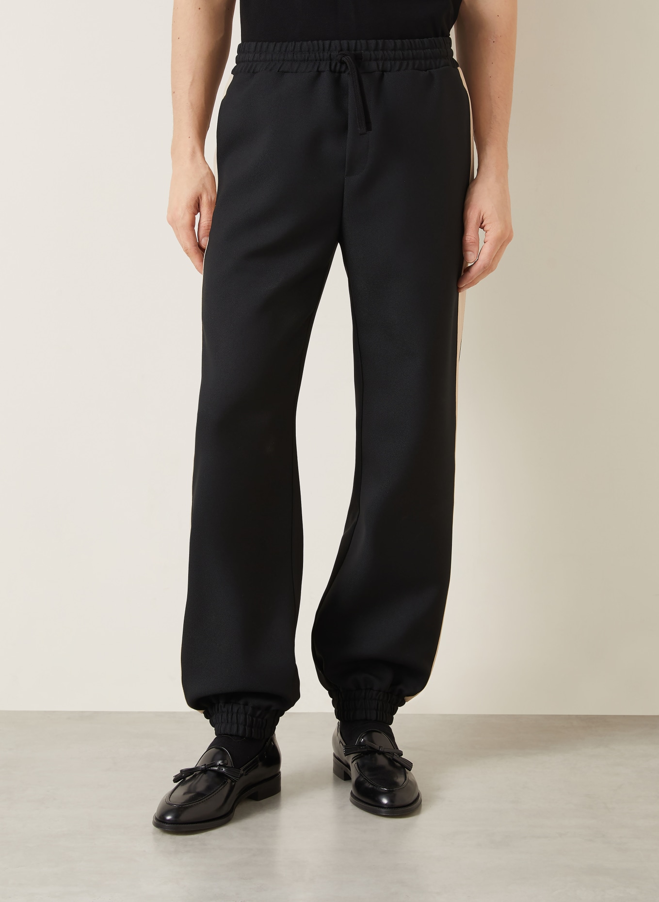 VALENTINO VGOLD-joggingbroek met galonstrepen: ZWART / BEIGE