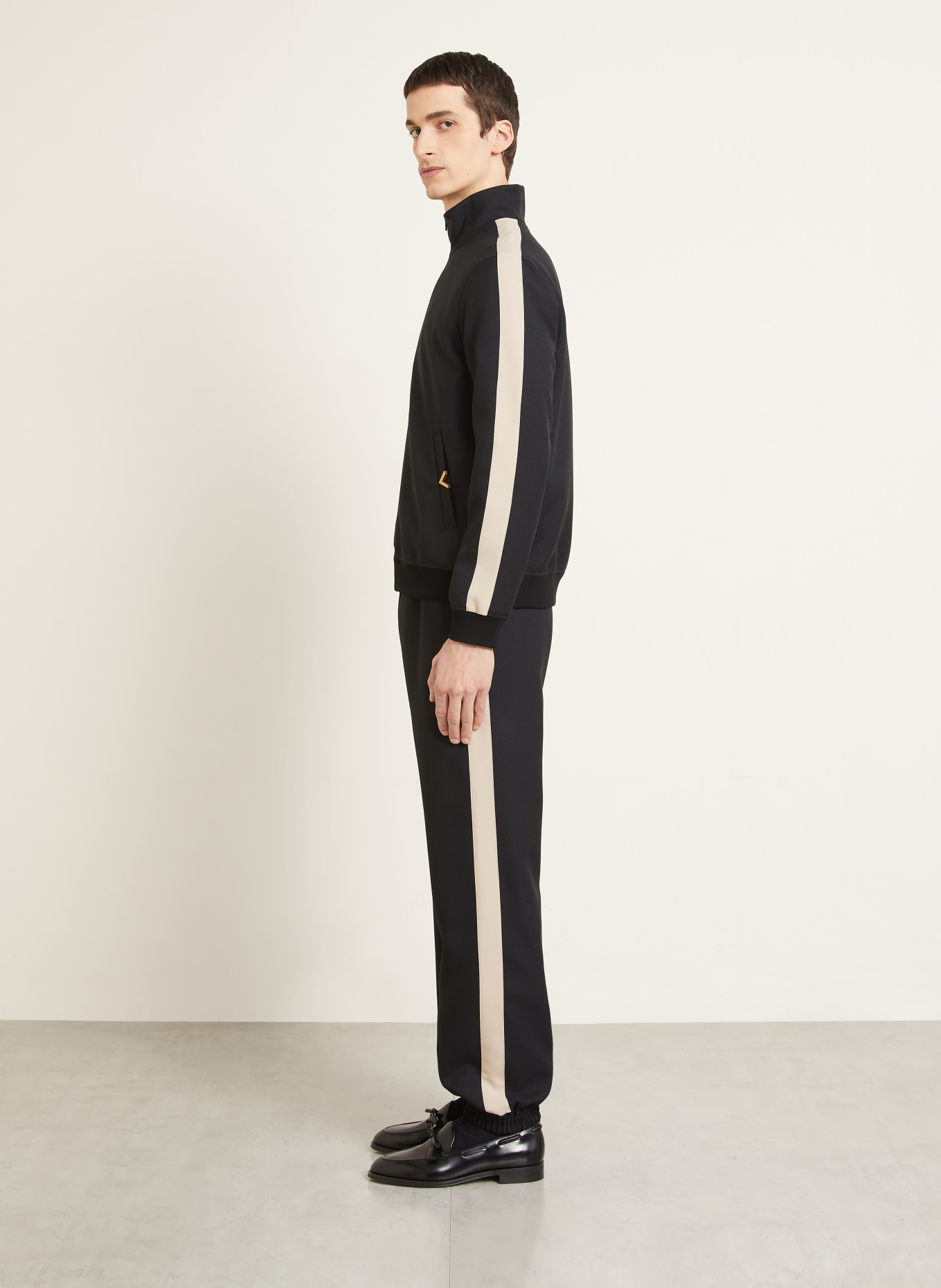 VALENTINO VGOLD-joggingbroek met galonstrepen: ZWART / BEIGE