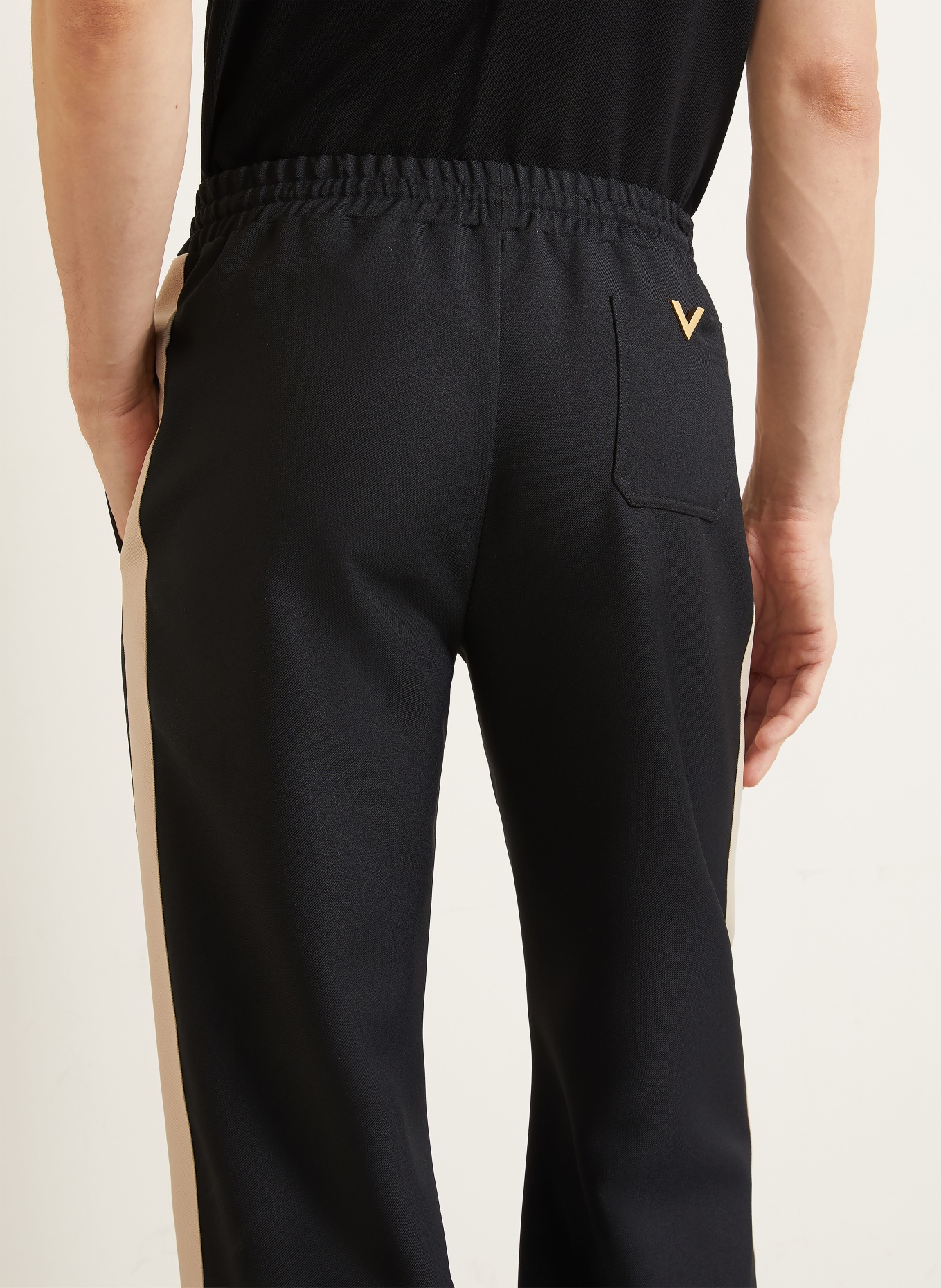 VALENTINO VGOLD-joggingbroek met galonstrepen: ZWART / BEIGE