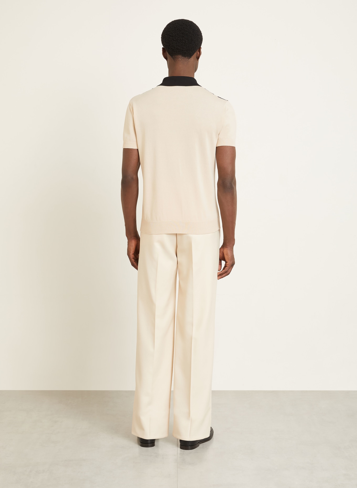 VALENTINO knitted polo shirt: LIGHT BROWN / BLACK