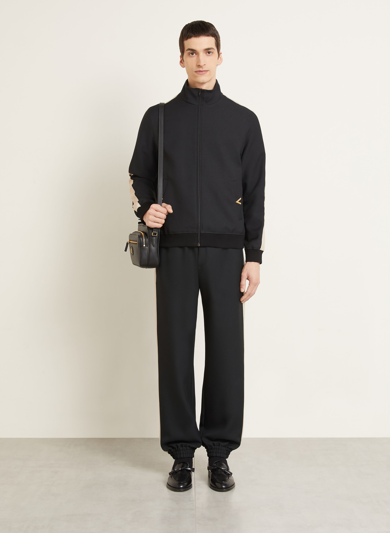 VALENTINO VGOLD-sweatjack met galonstrepen: ZWART / BEIGE