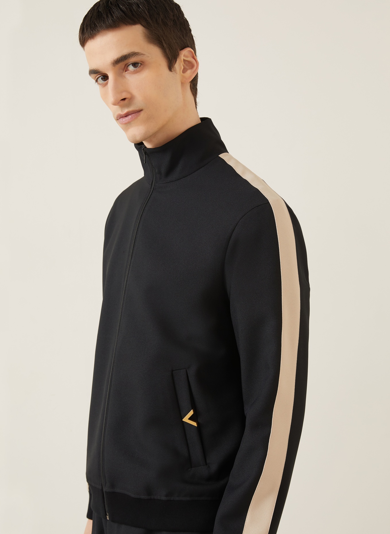 VALENTINO VGOLD-sweatjack met galonstrepen: ZWART / BEIGE