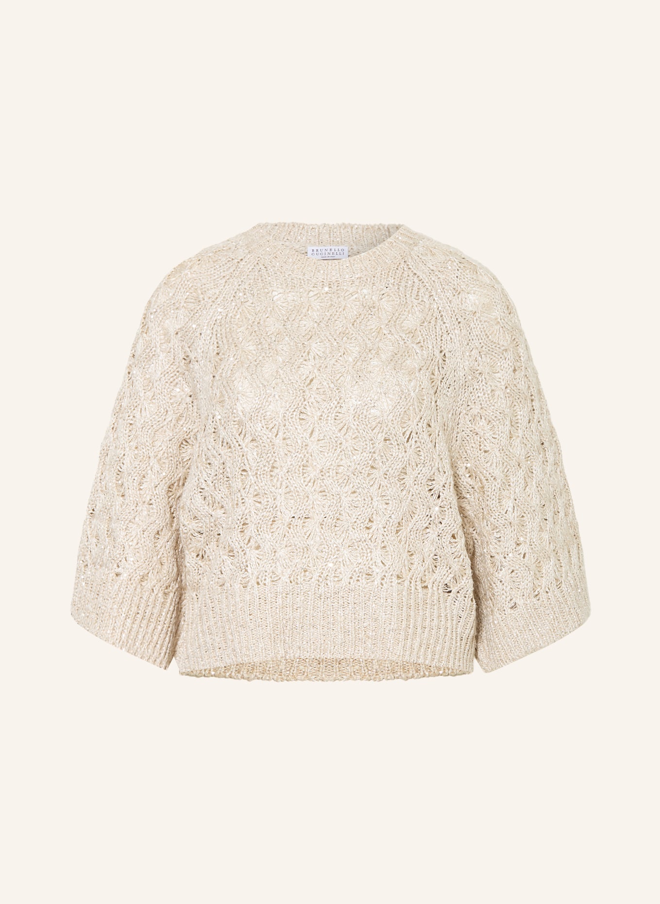 BRUNELLO CUCINELLI Pullover mit Seide und Pailletten: BEIGE