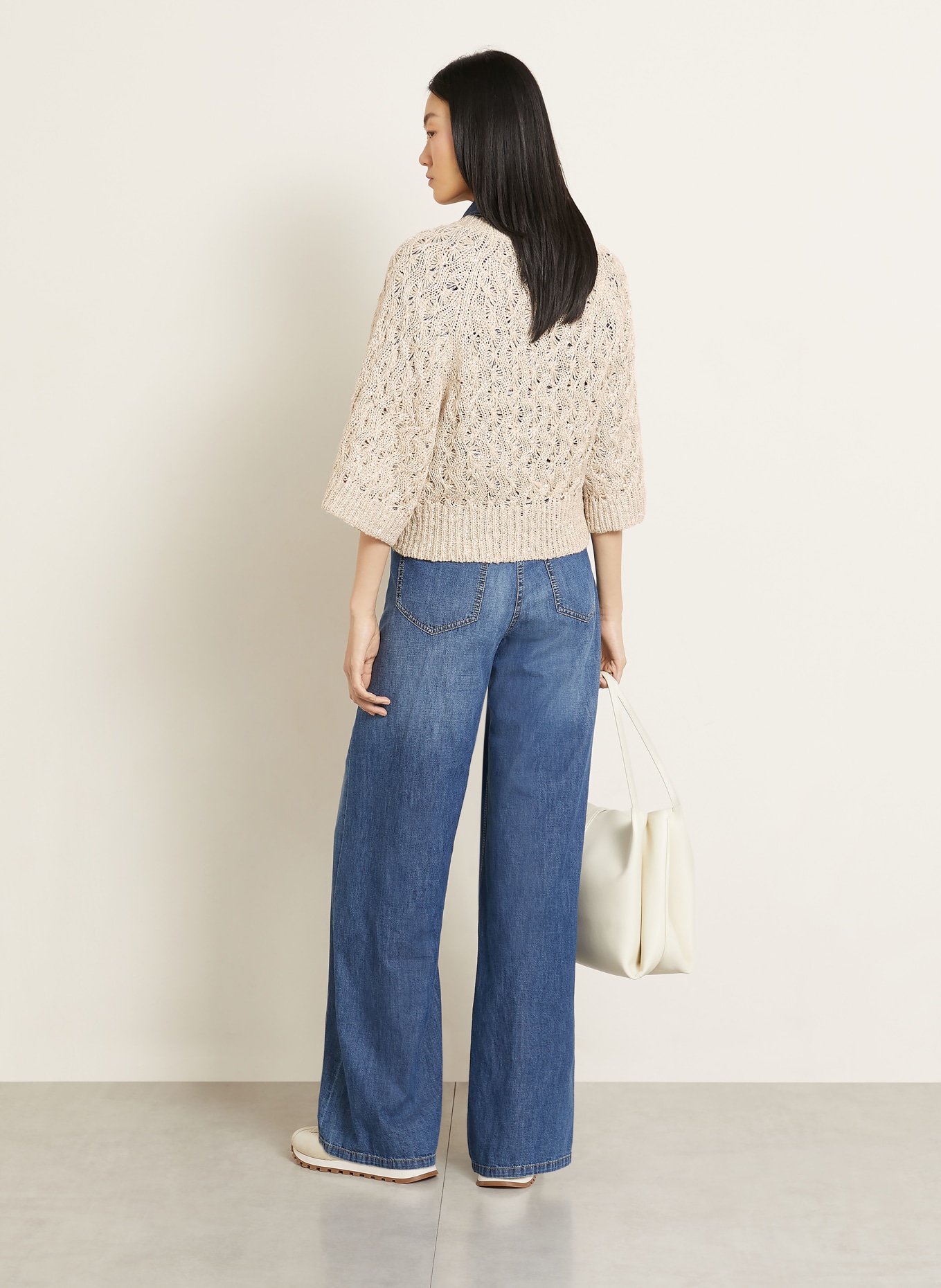 BRUNELLO CUCINELLI Pullover mit Seide und Pailletten: BEIGE