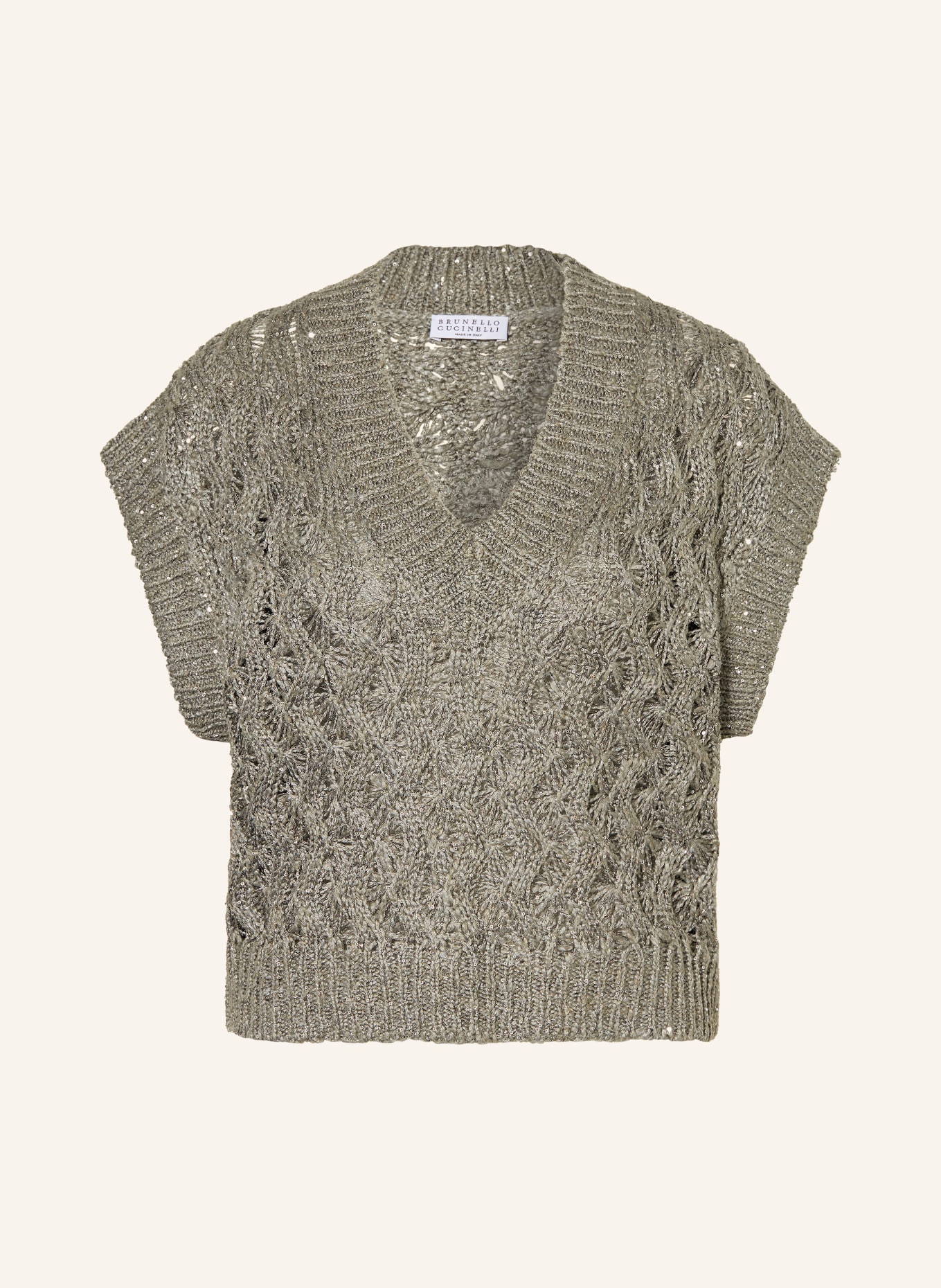 BRUNELLO CUCINELLI Strickshirt mit Pailletten: KHAKI
