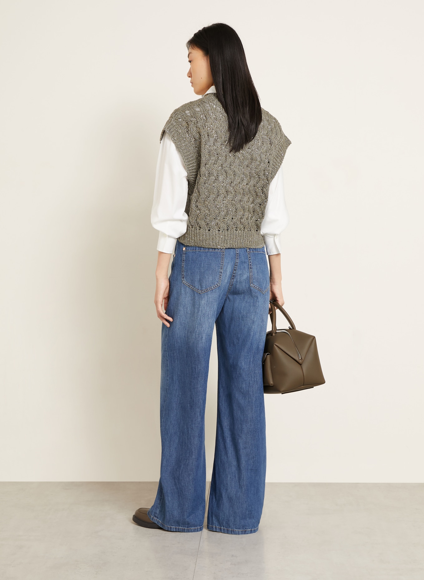 BRUNELLO CUCINELLI Strickshirt mit Pailletten: KHAKI