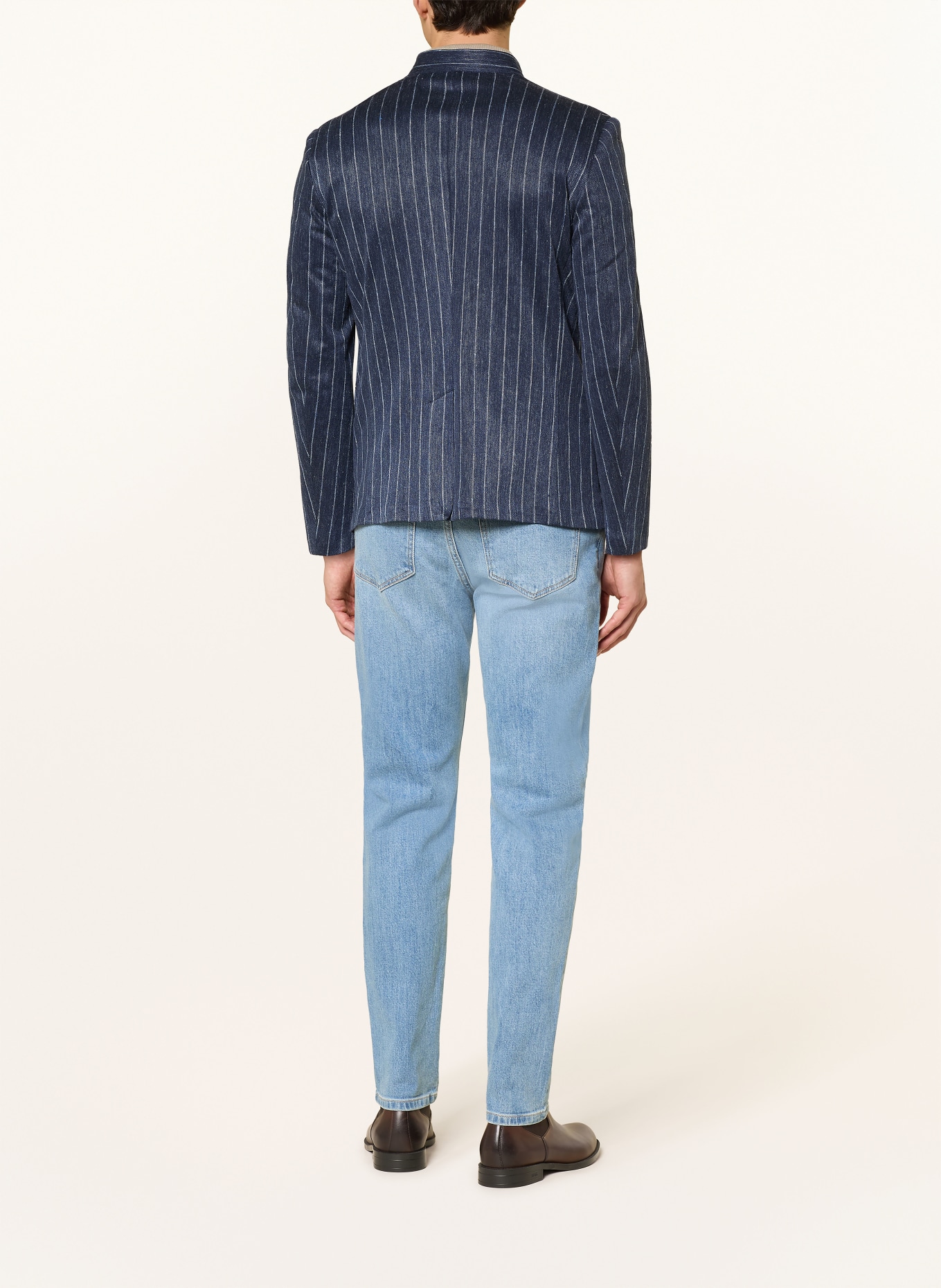 Luis Trenker Janker LUSANDRETTO mit Leinen: BLAU / WEISS