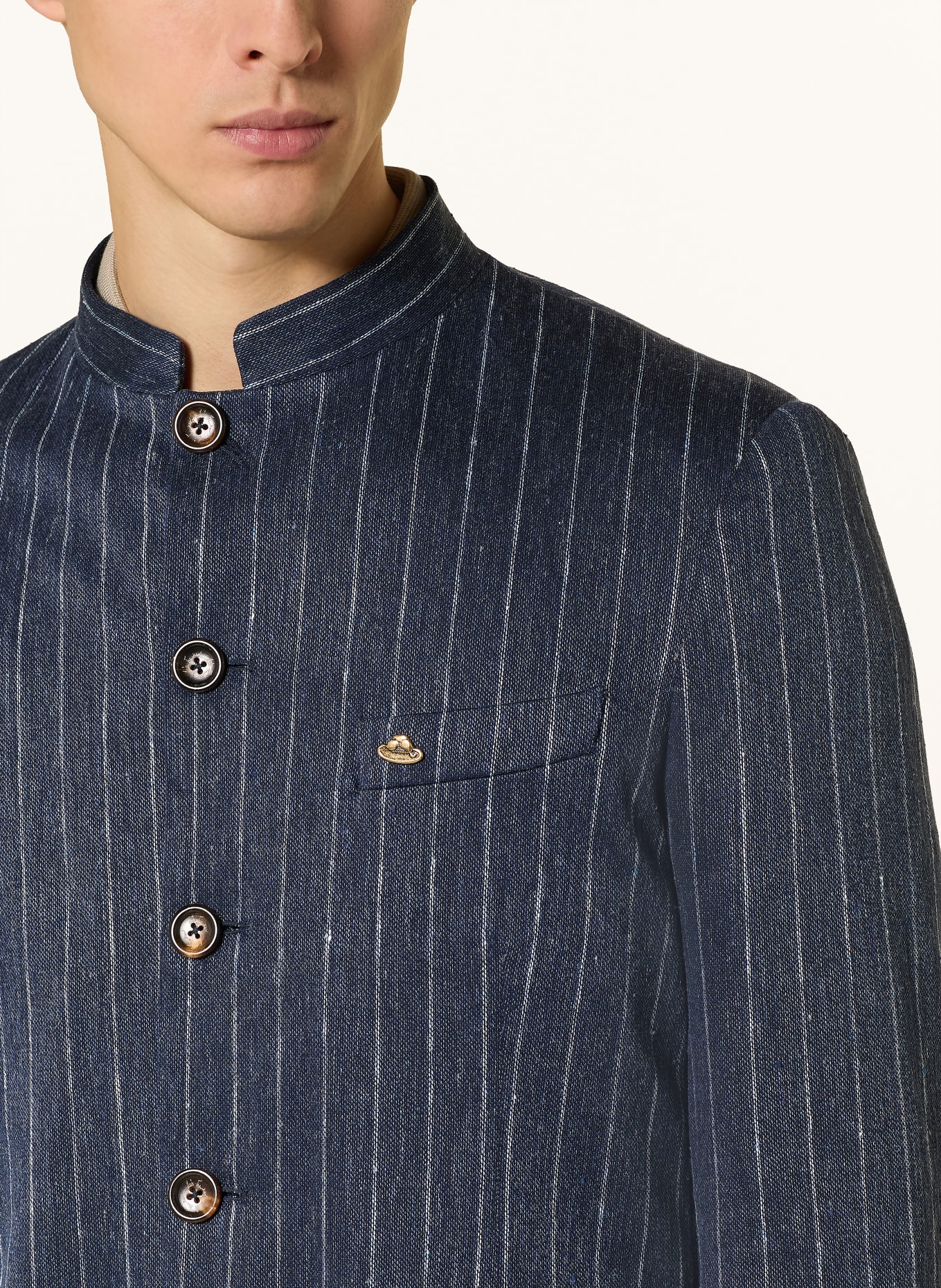 Luis Trenker Janker LUSANDRETTO mit Leinen: BLAU / WEISS