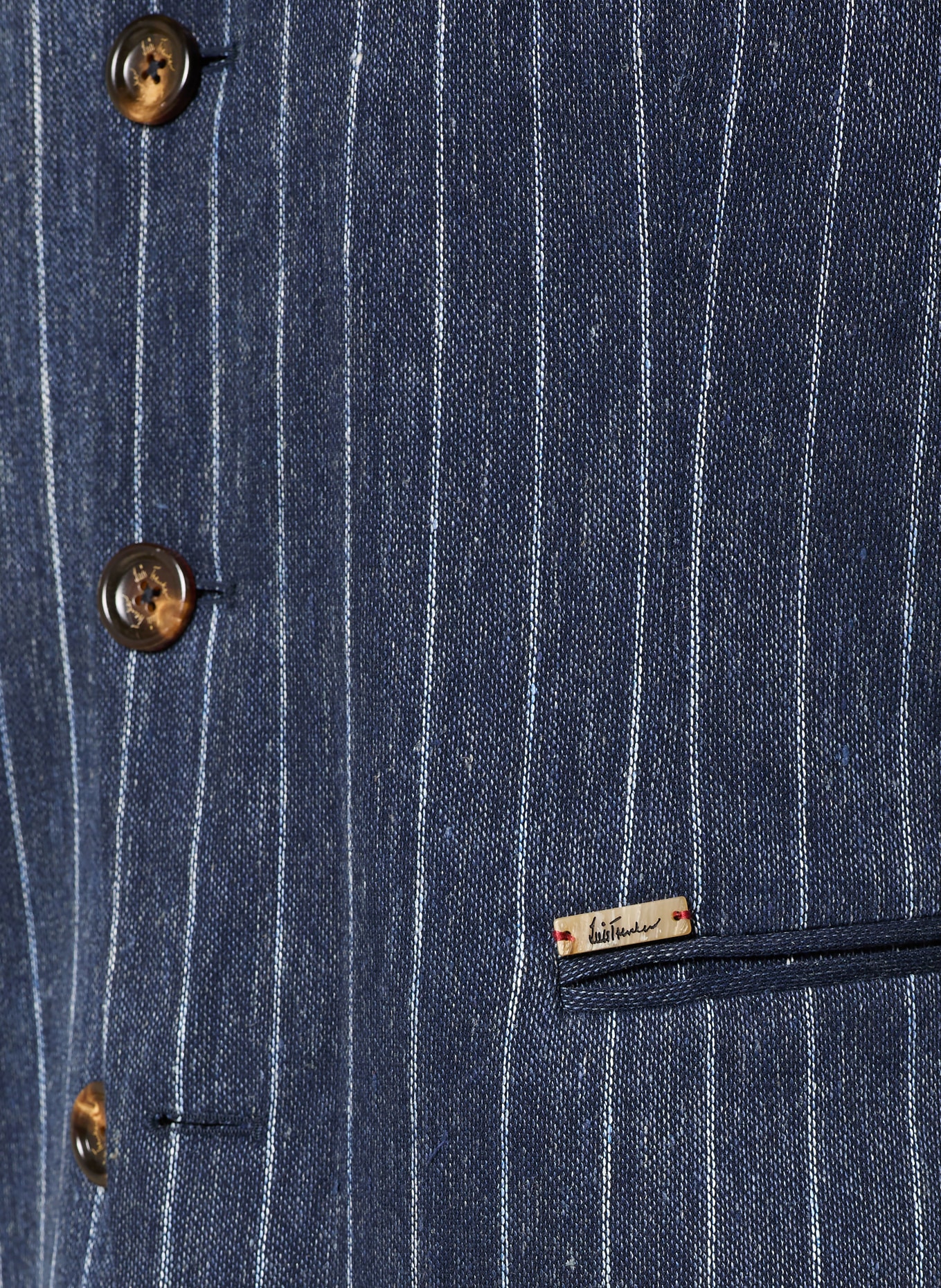 Luis Trenker Janker LUSANDRETTO mit Leinen: BLAU / WEISS