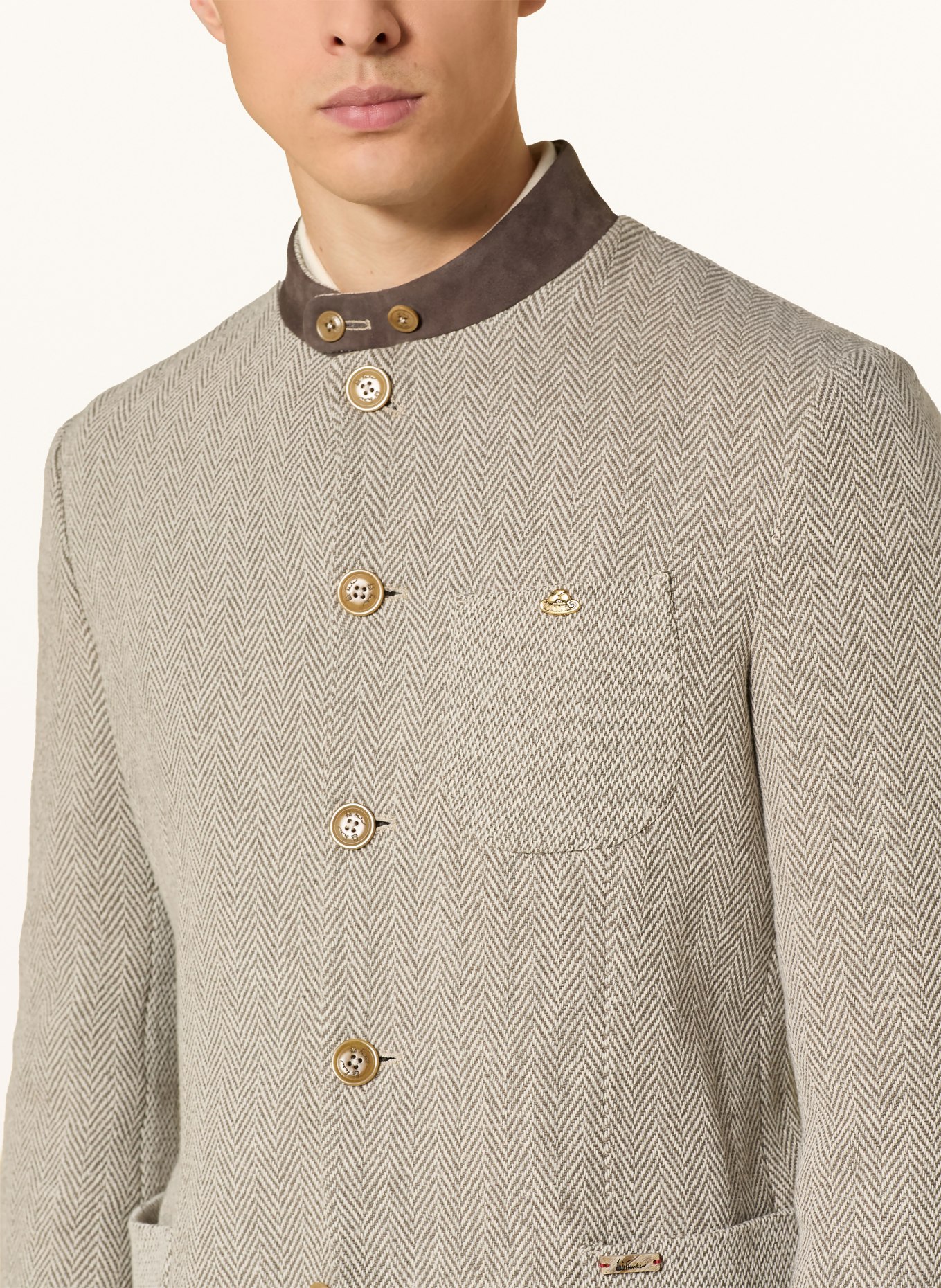 Luis Trenker Janker LUSANDRO: TAUPE / BROWN / CREAM