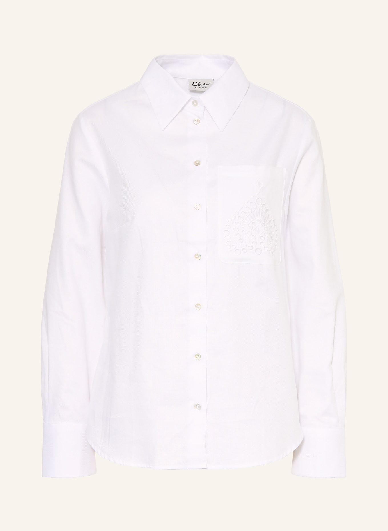 Luis Trenker Hemdbluse LUBARABELLA mit Lochspitze: WEISS