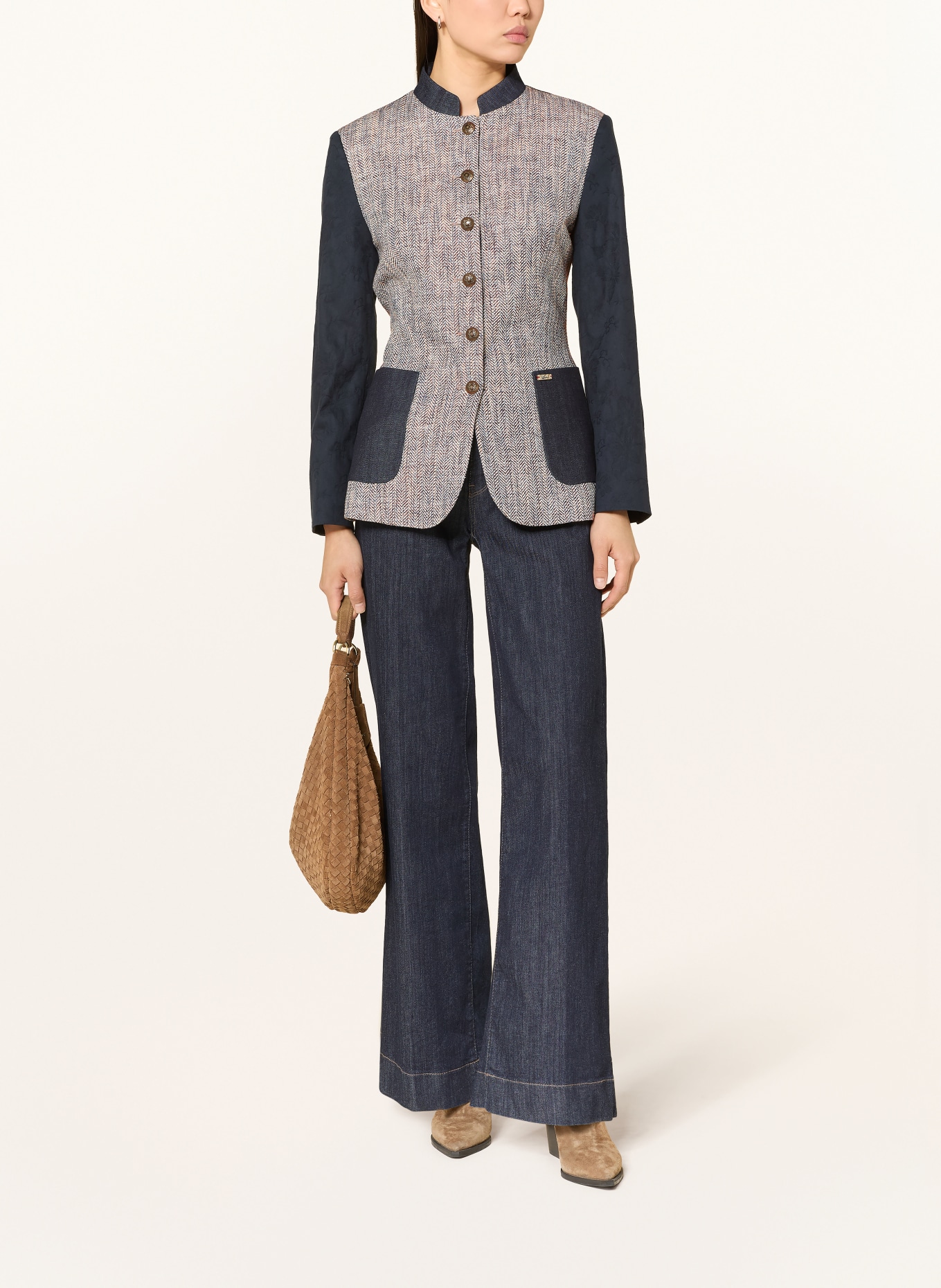 Luis Trenker Blazer LUREESE en mélange de matières: BLEU FONCÉ / MARRON / BLEU GRIS