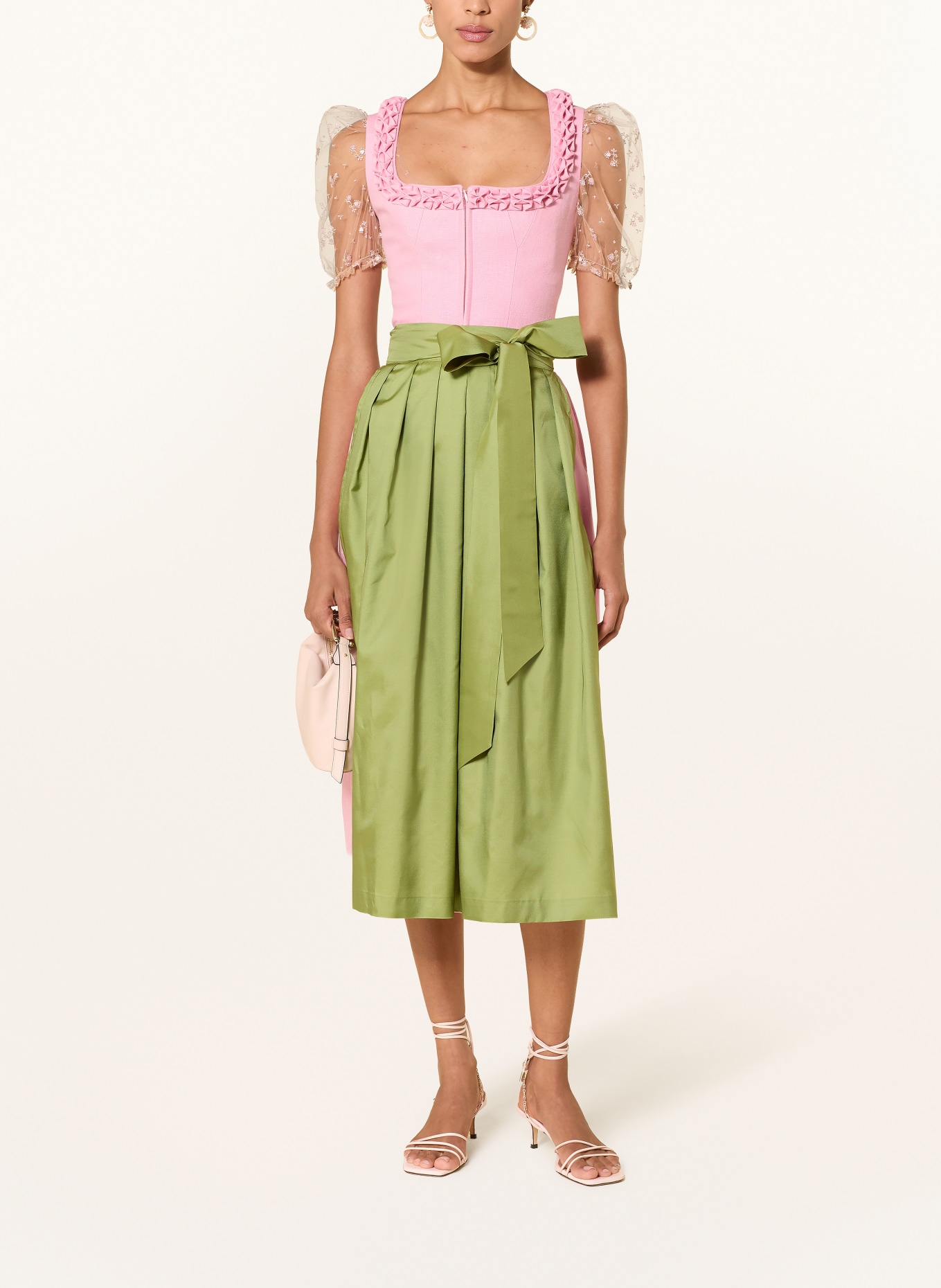 AlpenHERZ Linnen dirndl EWELINA: ROZE / LICHTGROEN