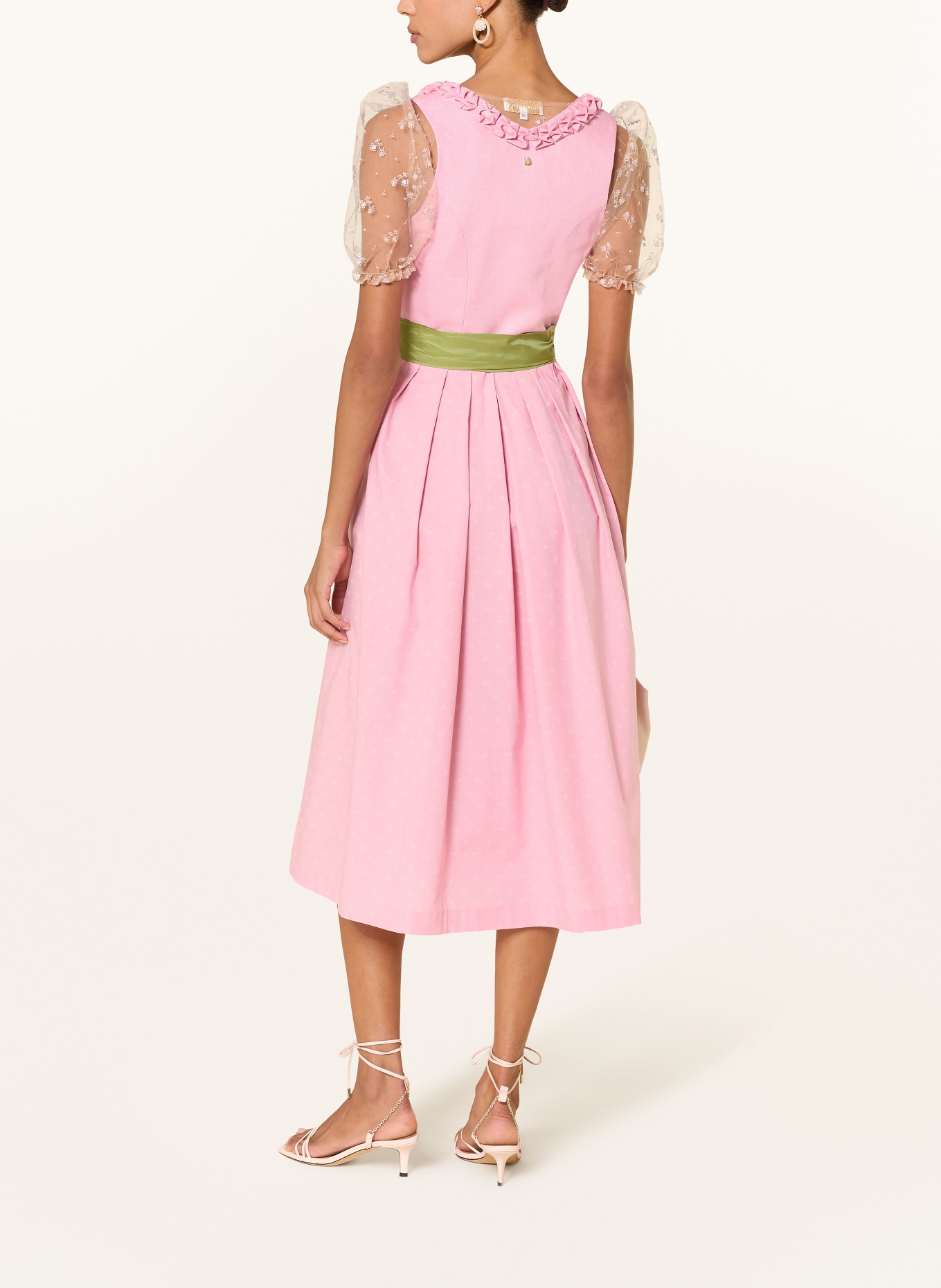 AlpenHERZ Linnen dirndl EWELINA: ROZE / LICHTGROEN