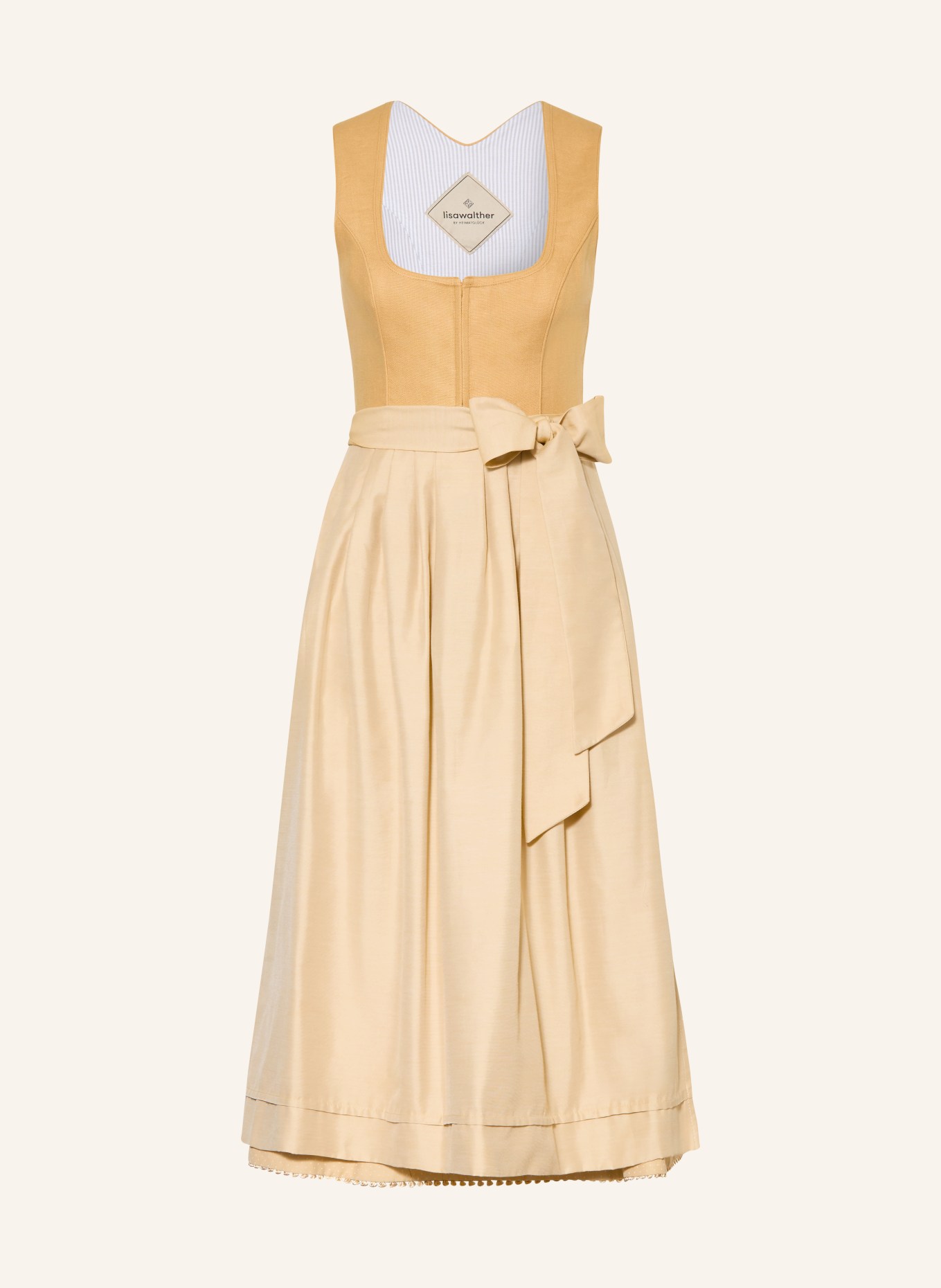 Heimatglück Tracht Dirndl EVA met linnen: GEEL