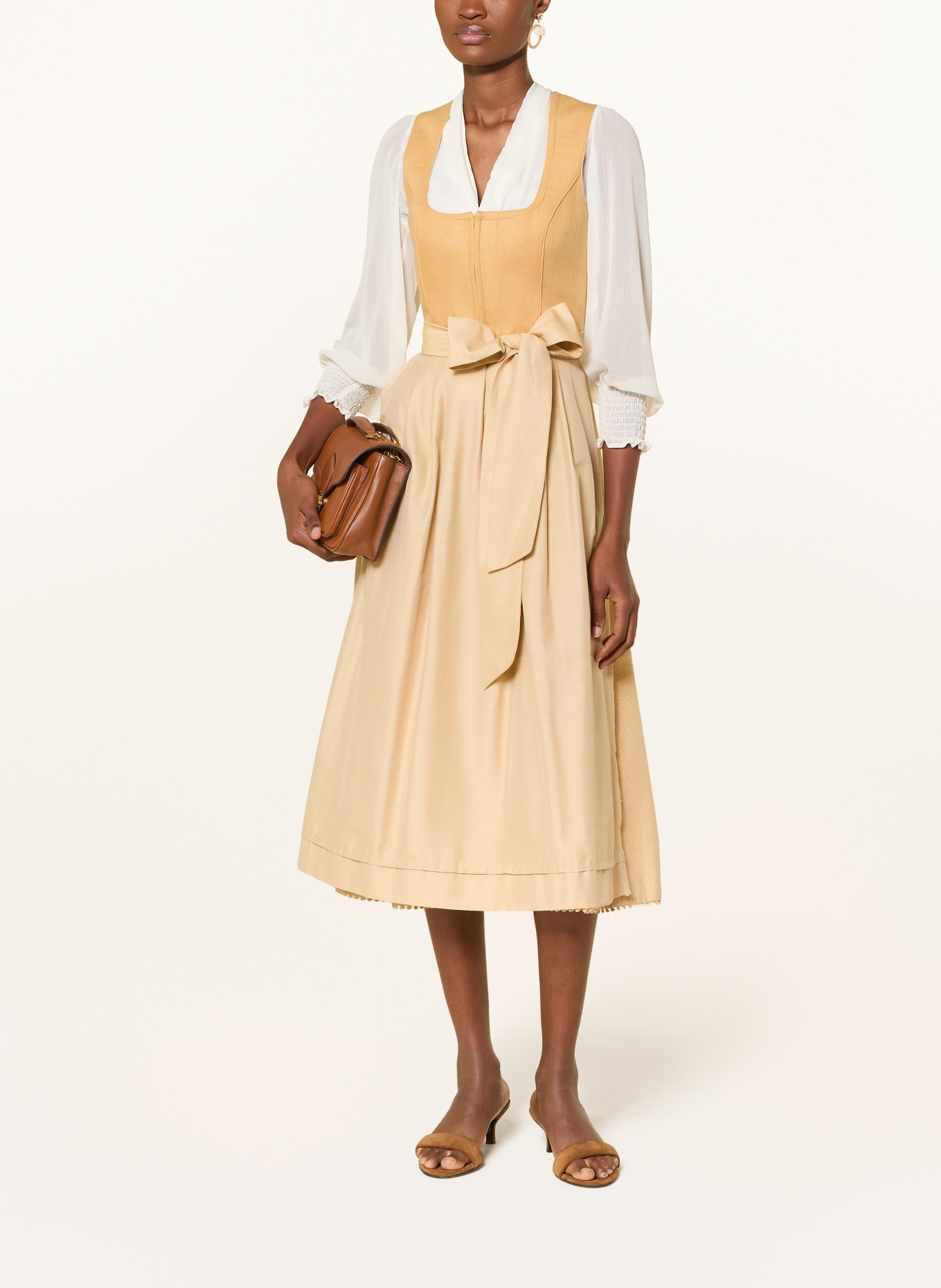 Heimatglück Tracht Dirndl EVA met linnen: GEEL