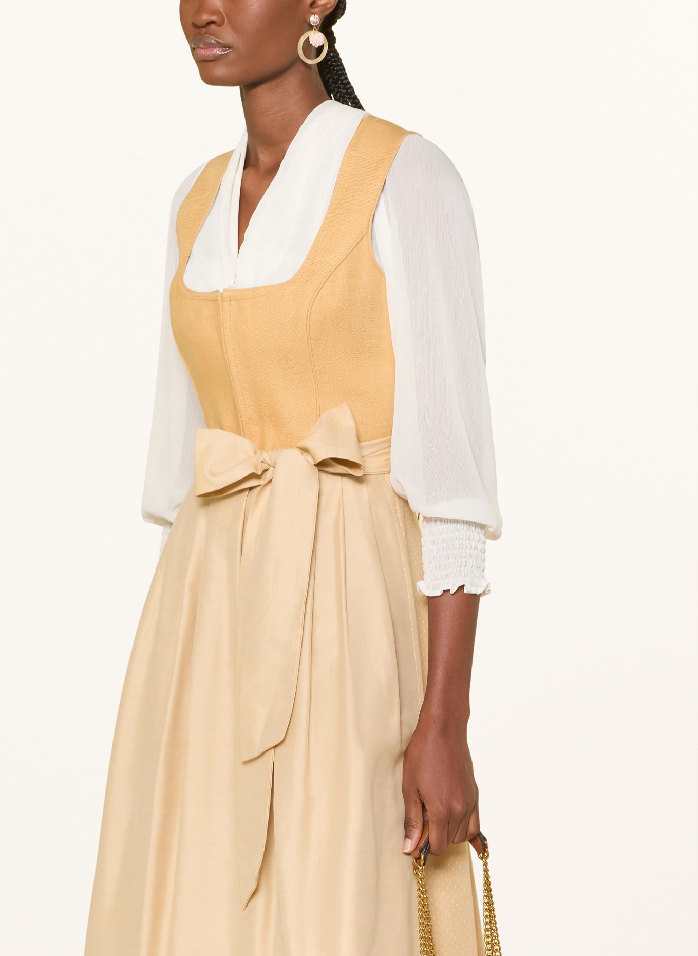 Heimatglück Tracht Dirndl EVA met linnen: GEEL