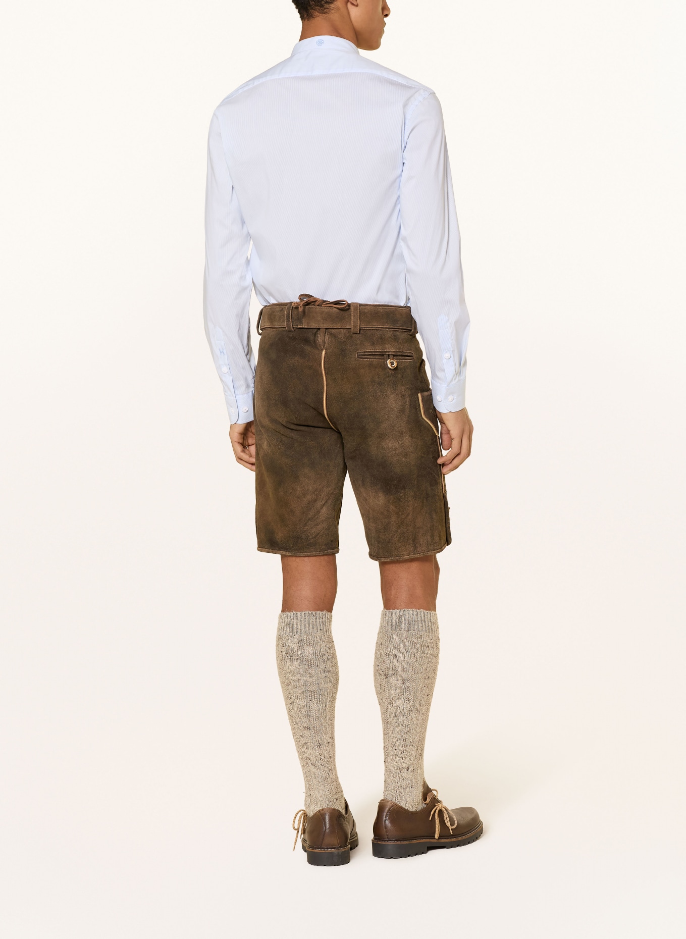 Heimatglück Tracht Chemise traditionnelle ALOIS coupe classique: BLANC / BLEU CLAIR