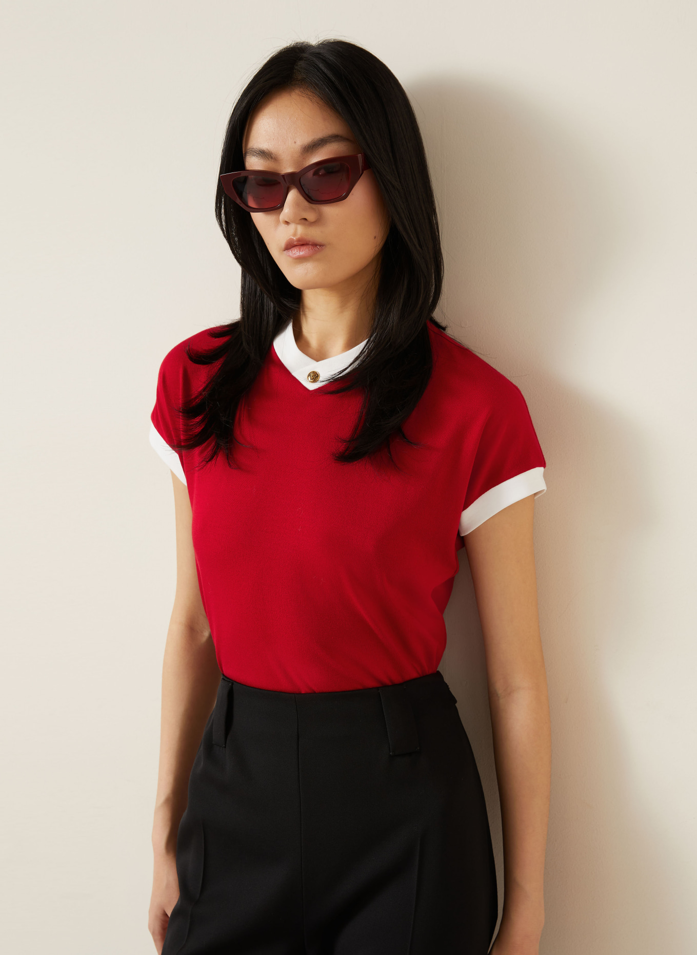 VERSACE T-Shirt: ROT / WEISS