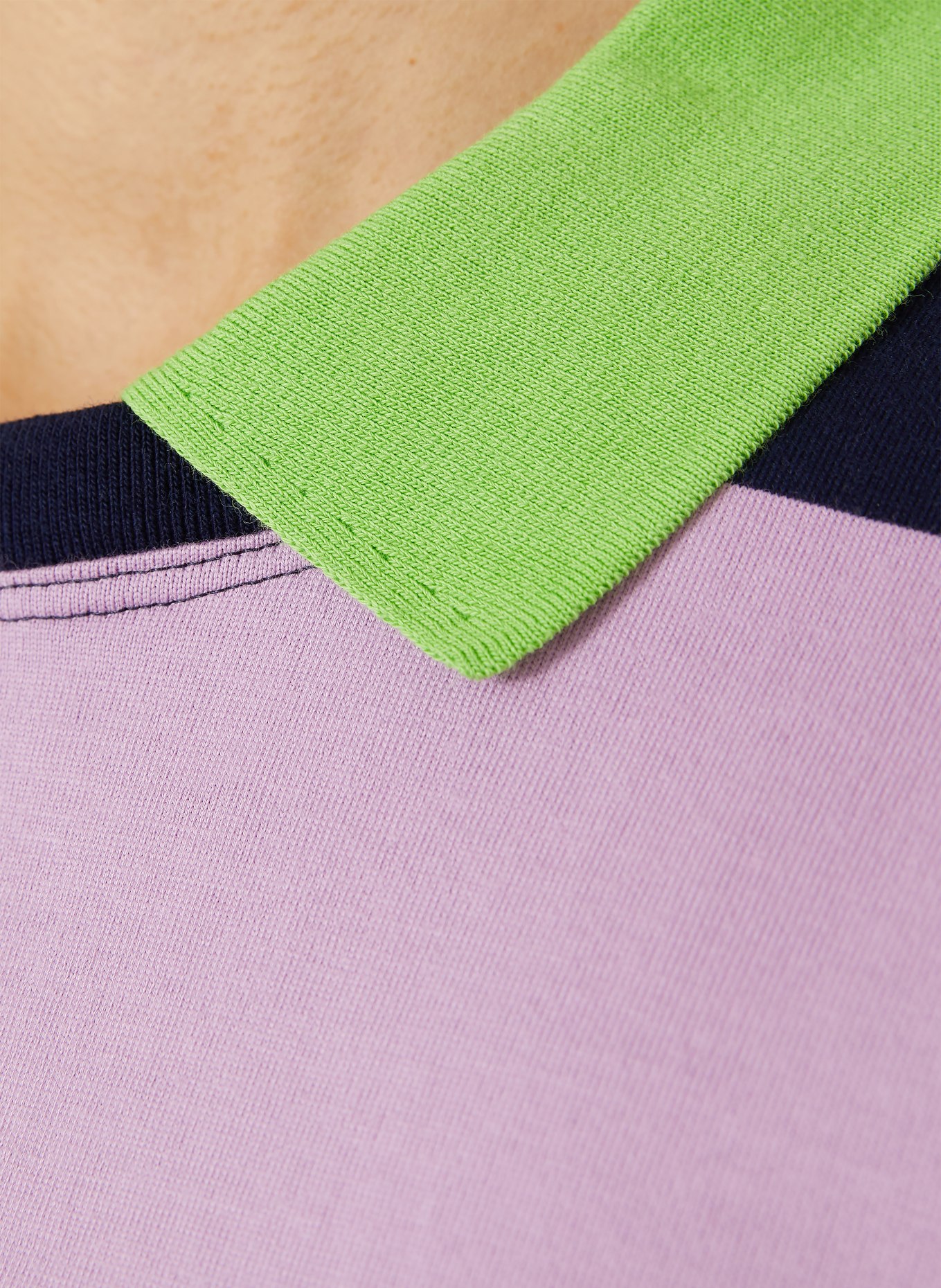 VERSACE Jersey poloshirt: DONKERBLAUW / ROZE / LICHTGROEN