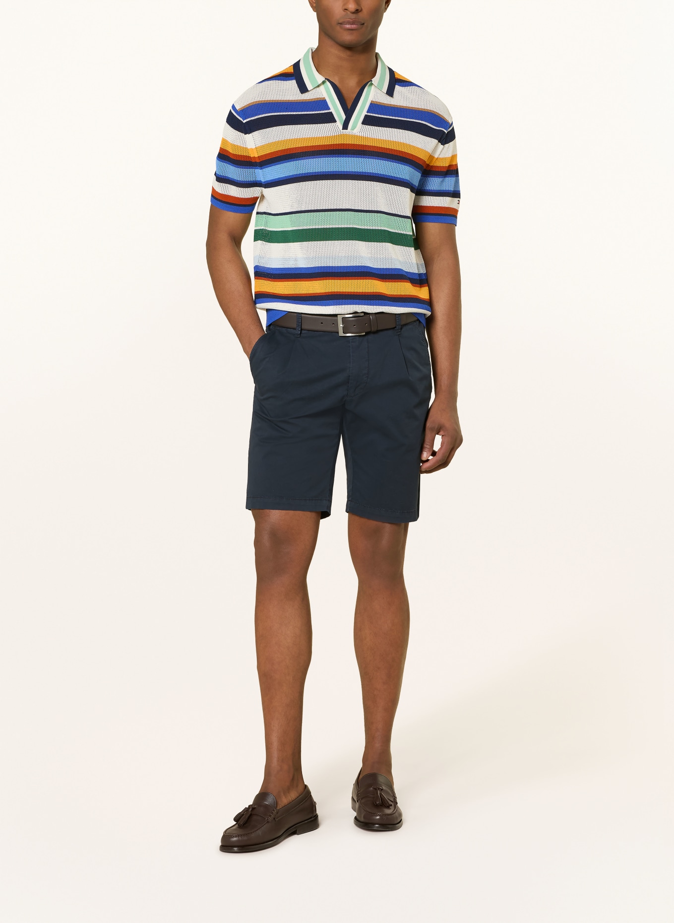 TOMMY HILFIGER Pletené polo tričko: MODRÁ / ORANŽOVÁ / ZELENÁ