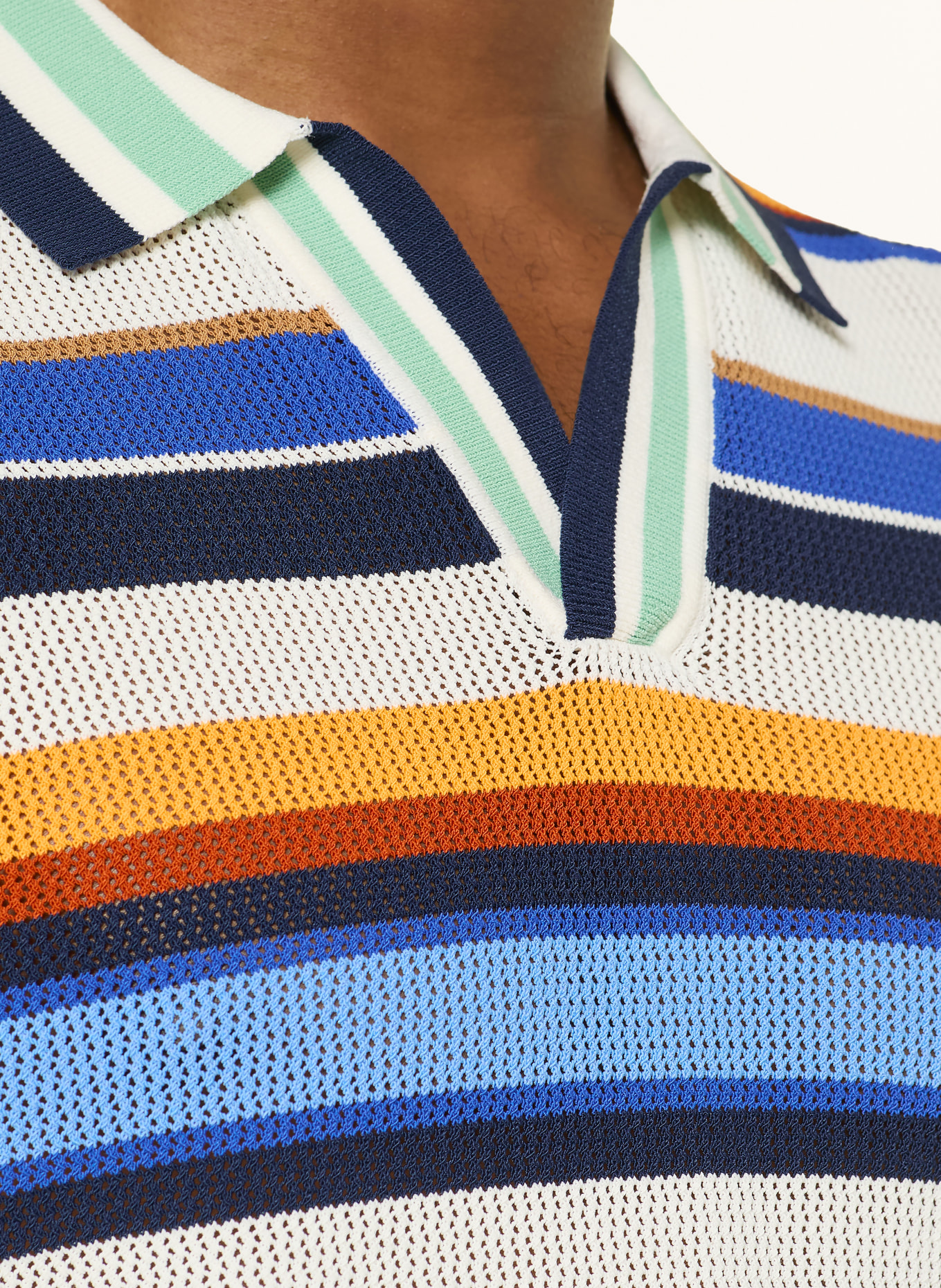 TOMMY HILFIGER Pletené polo tričko: MODRÁ / ORANŽOVÁ / ZELENÁ