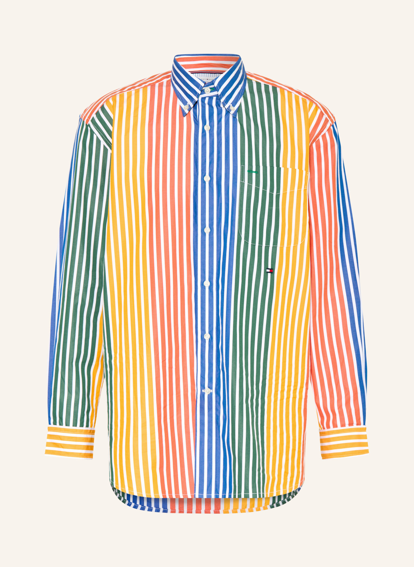 TOMMY HILFIGER Hemd Relaxed Fit: BLAU / DUNKELGELB / DUNKELGRÜN