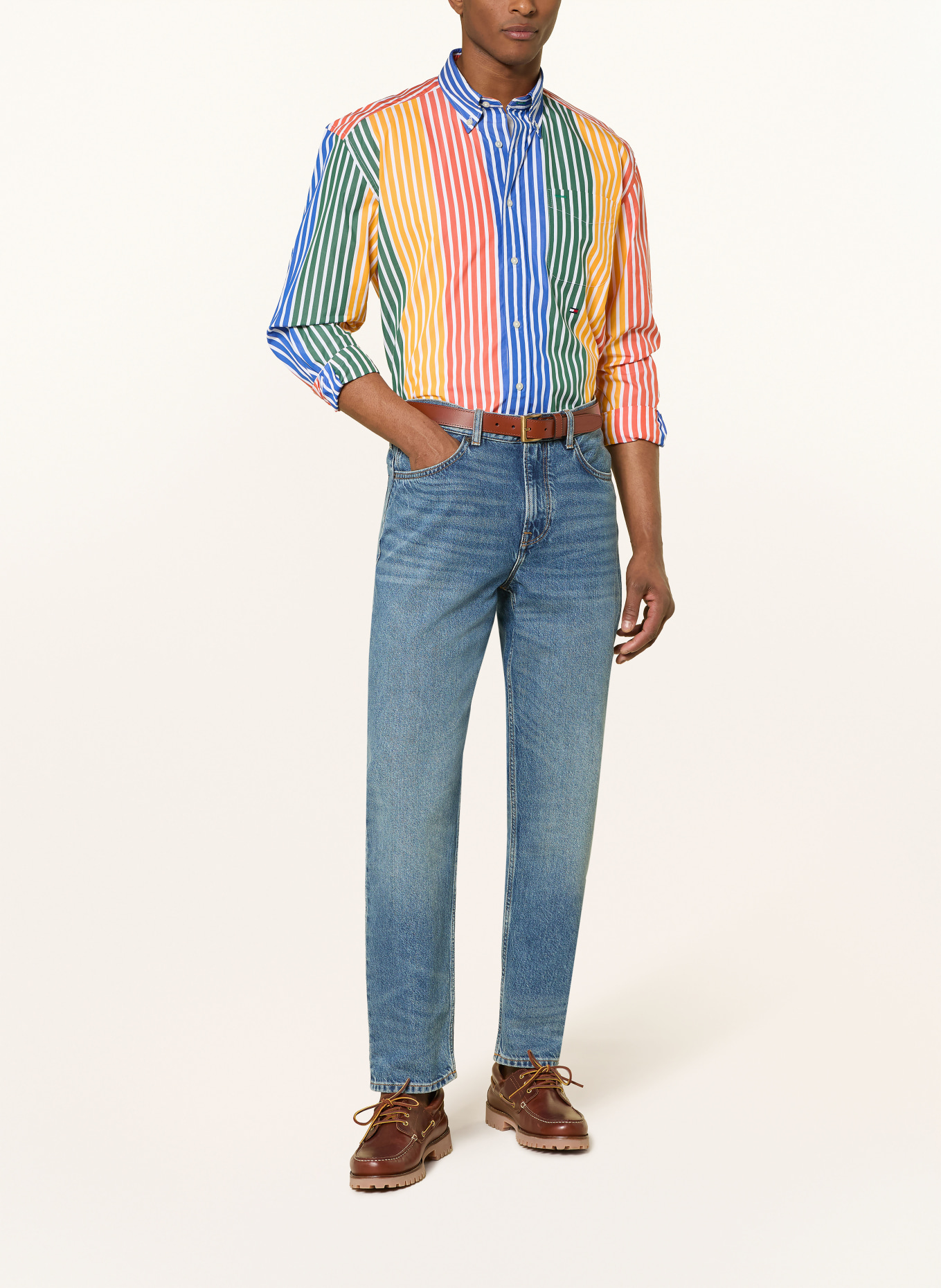 TOMMY HILFIGER Hemd Relaxed Fit: BLAU / DUNKELGELB / DUNKELGRÜN