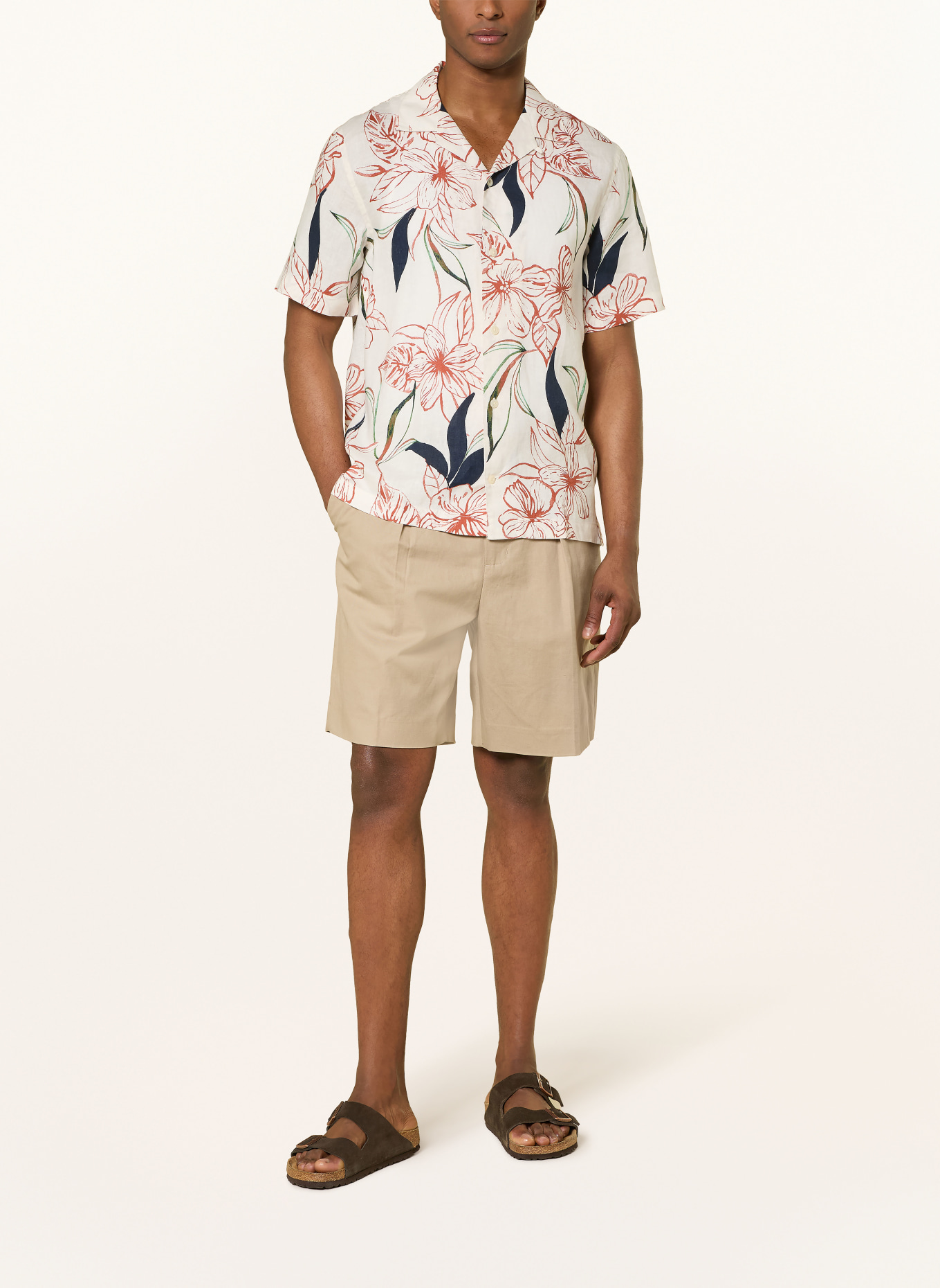 TOMMY HILFIGER Chemise Resort coupe classique en lin: ÉCRU / ROUGE FONCÉ / BLEU FONCÉ