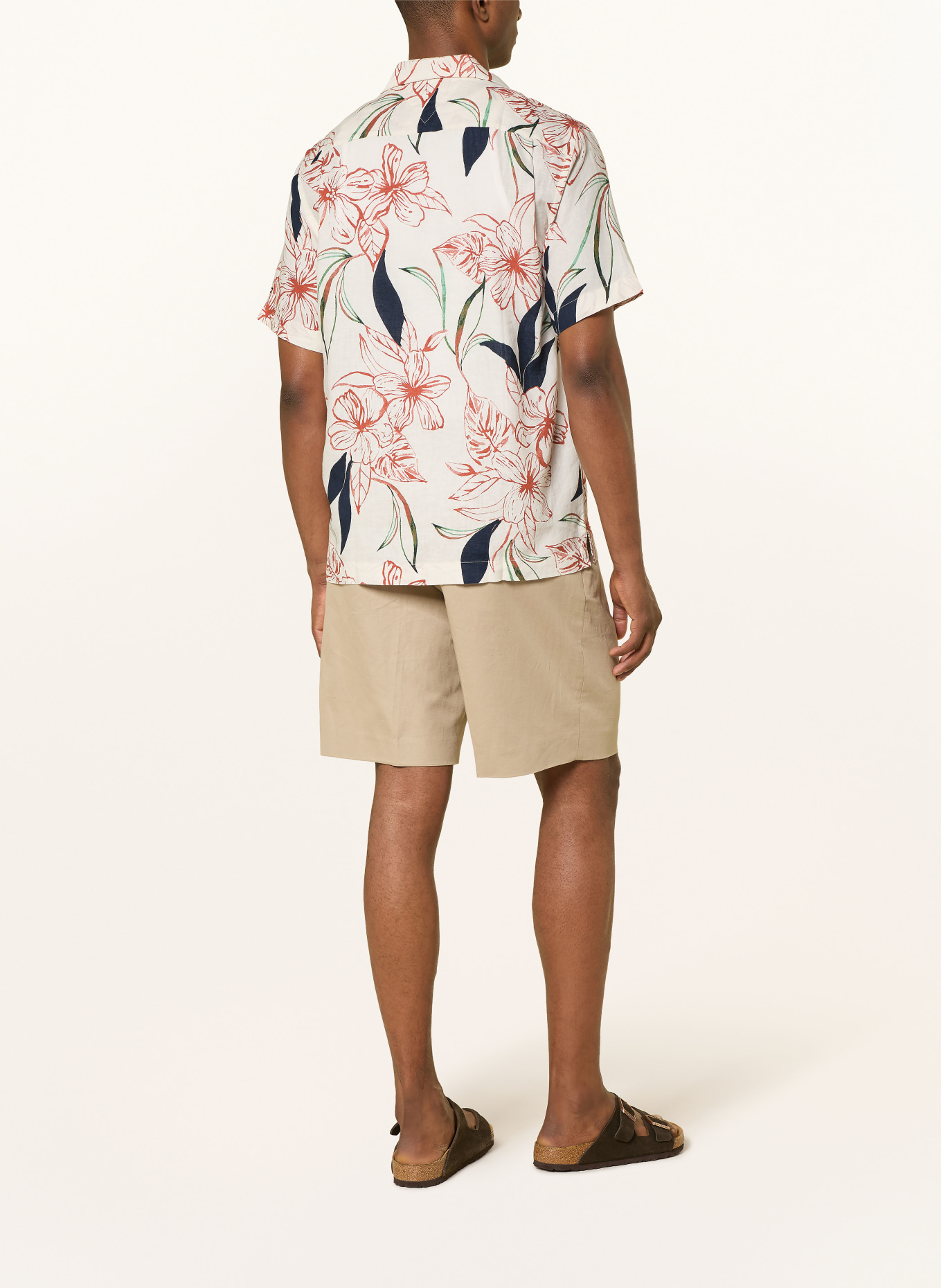 TOMMY HILFIGER Chemise Resort coupe classique en lin: ÉCRU / ROUGE FONCÉ / BLEU FONCÉ