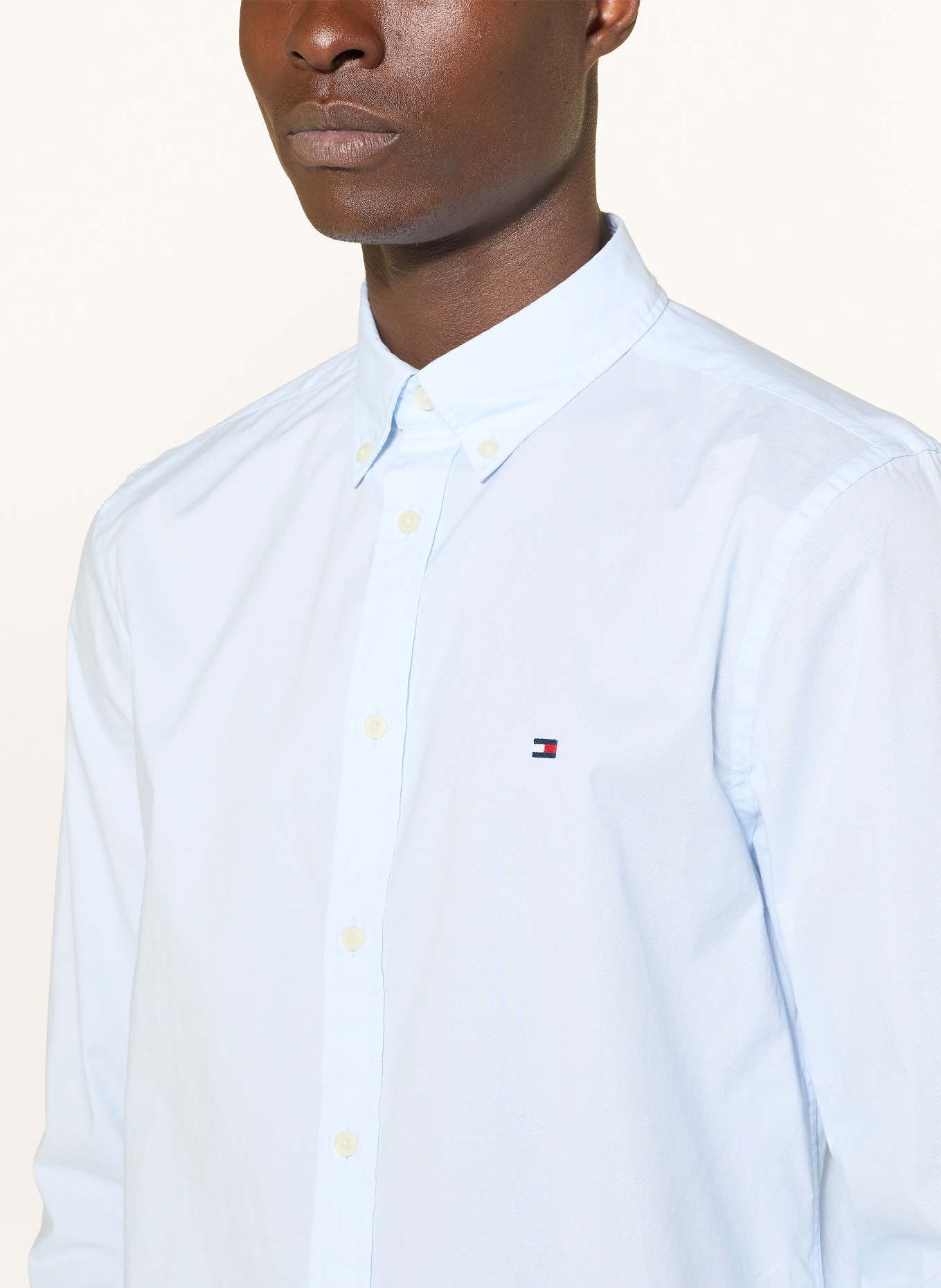 TOMMY HILFIGER Overhemd Slim Fit: LICHTBLAUW / WIT