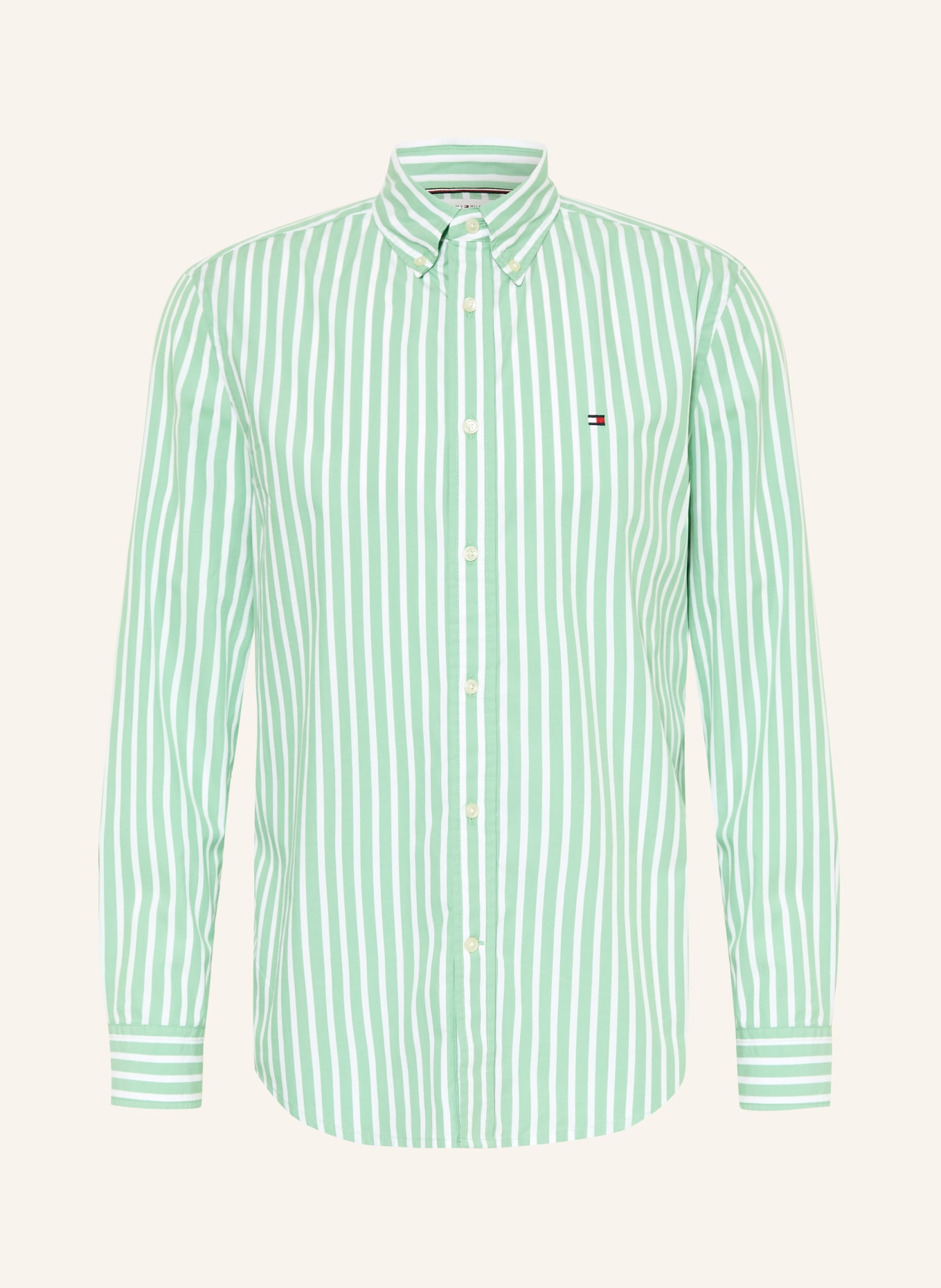 TOMMY HILFIGER Hemd Regular Fit: HELLGRÜN / WEISS