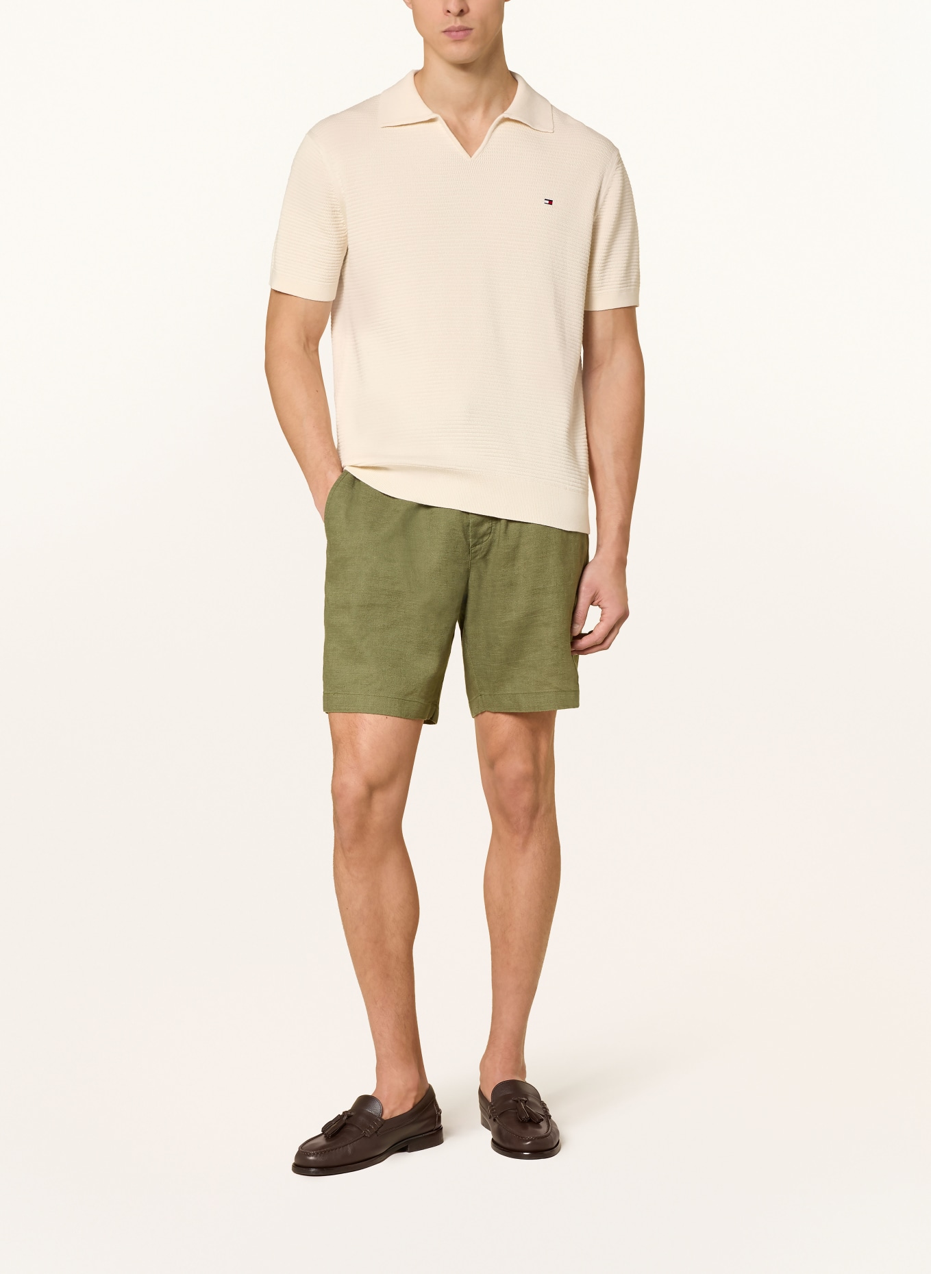 TOMMY HILFIGER knitted polo shirt: CREAM