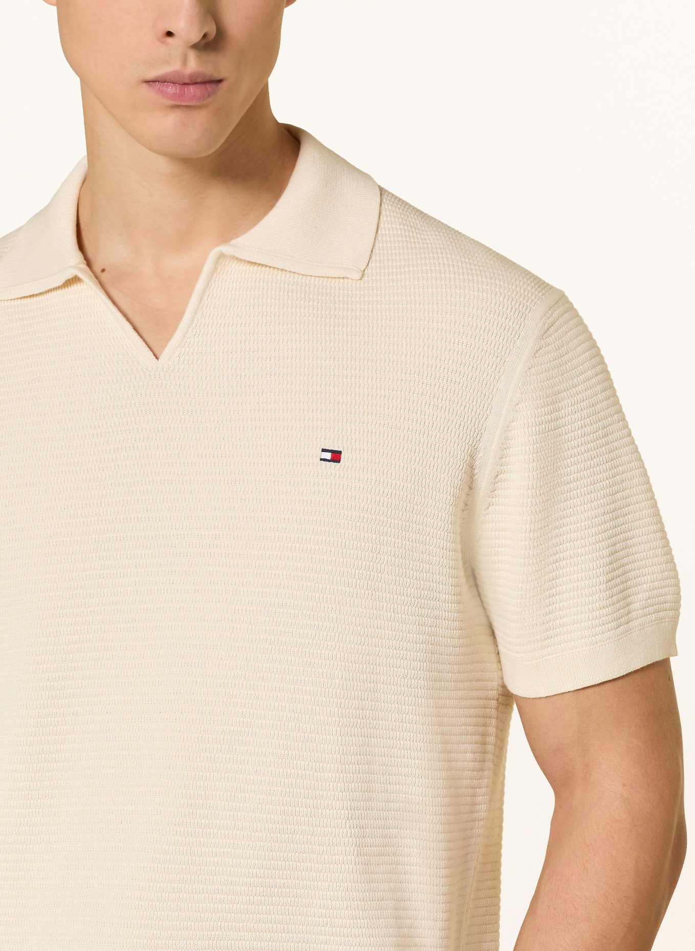 TOMMY HILFIGER knitted polo shirt: CREAM