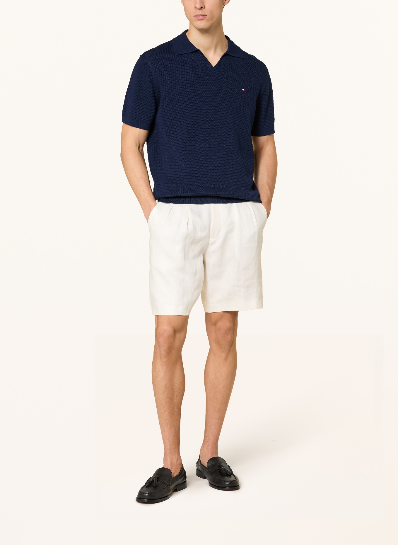 TOMMY HILFIGER knitted polo shirt: DARK BLUE