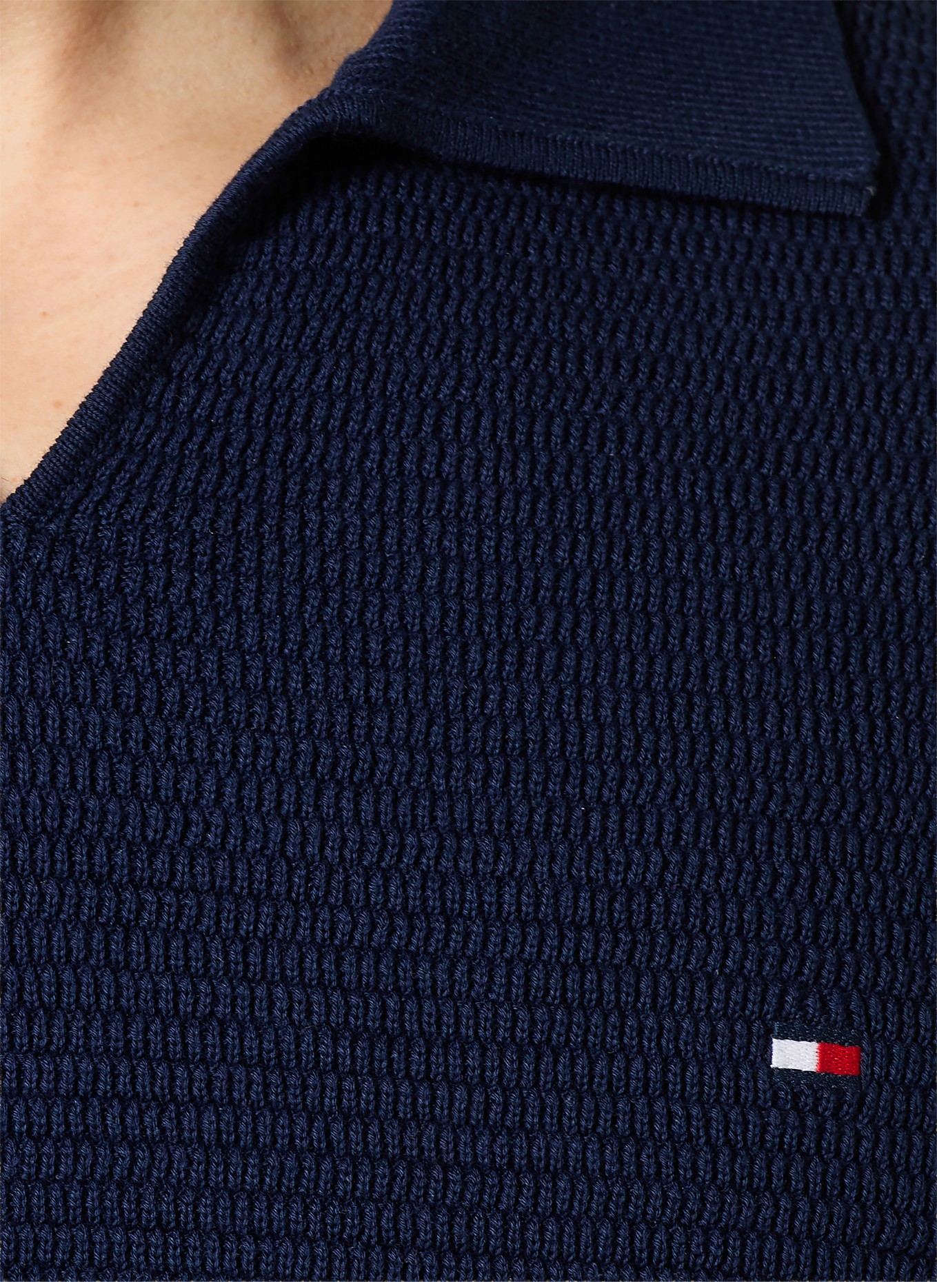 TOMMY HILFIGER knitted polo shirt: DARK BLUE
