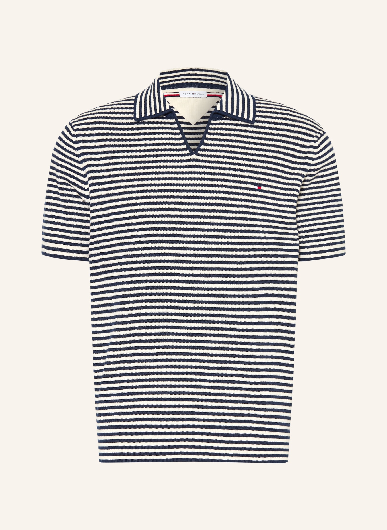 TOMMY HILFIGER knitted polo shirt: DARK BLUE / WHITE