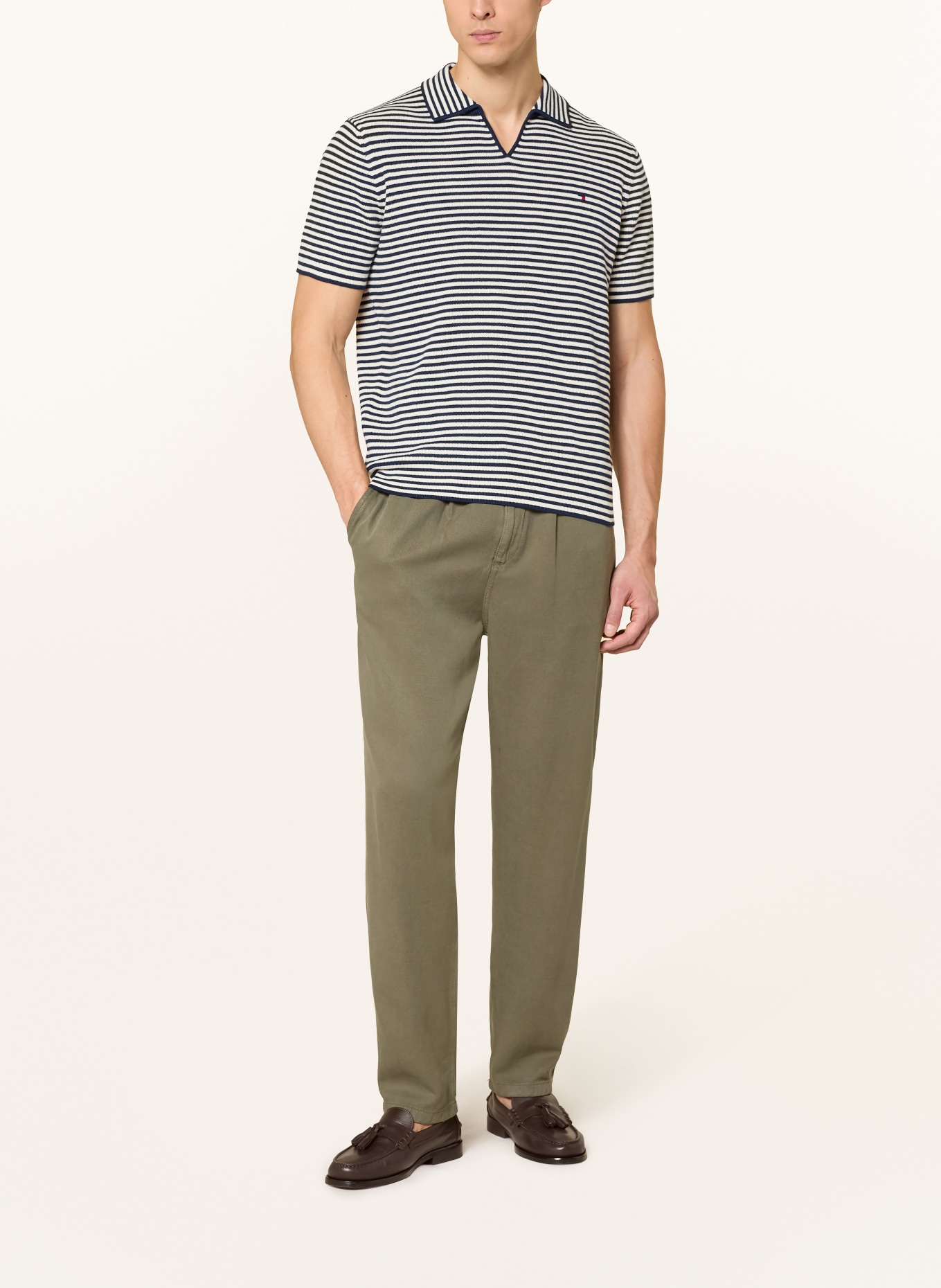 TOMMY HILFIGER knitted polo shirt: DARK BLUE / WHITE