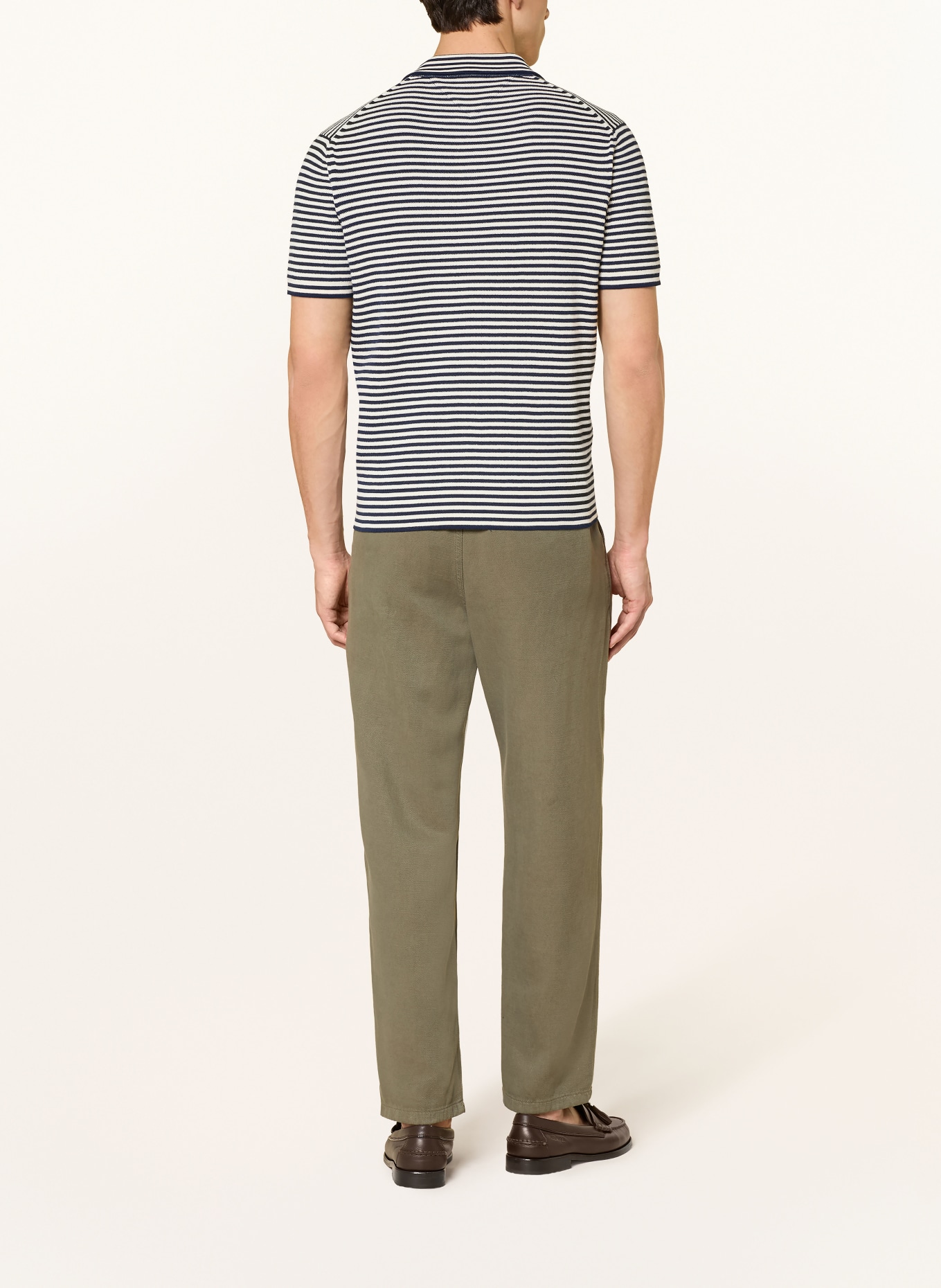 TOMMY HILFIGER knitted polo shirt: DARK BLUE / WHITE