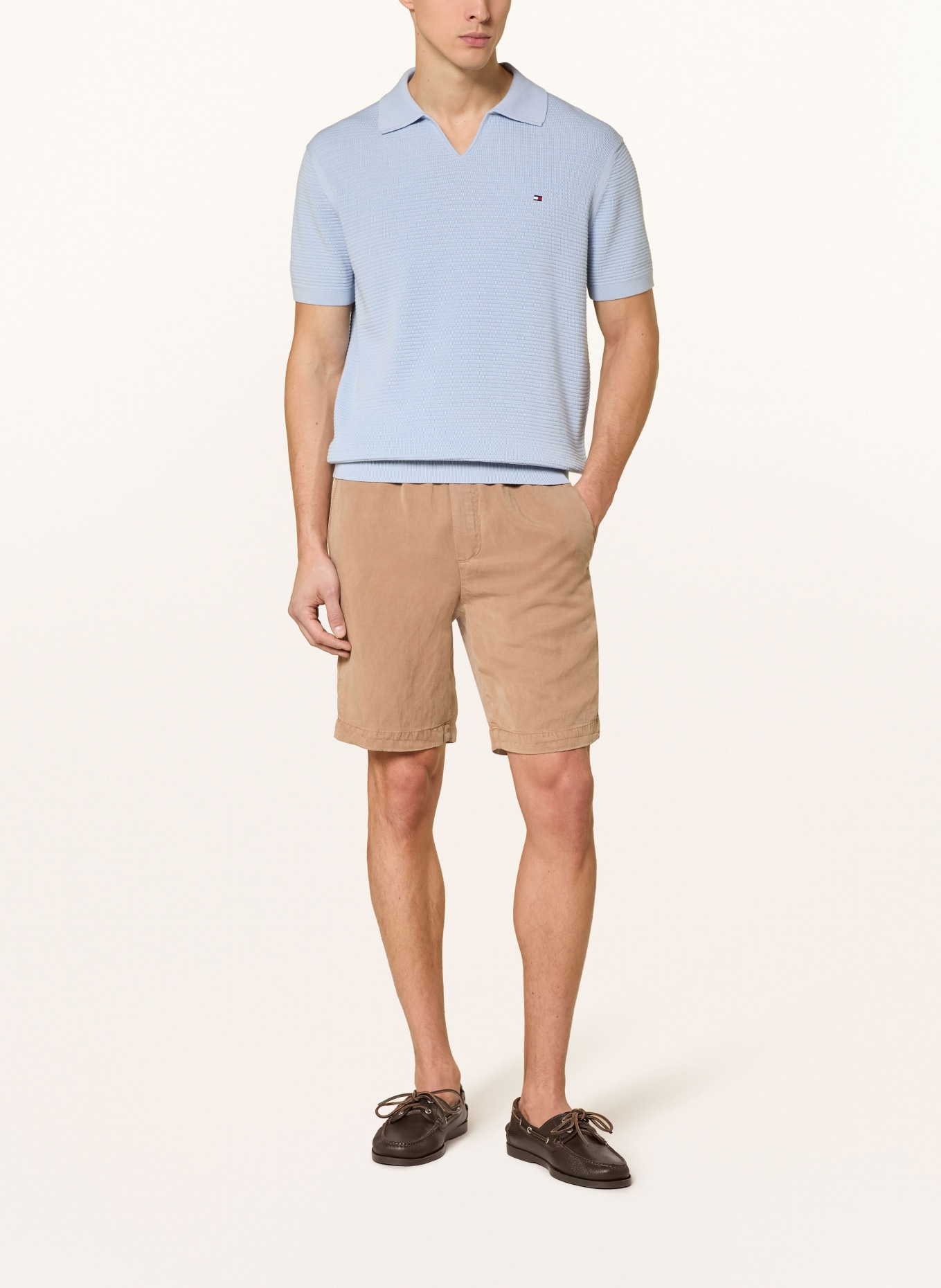 TOMMY HILFIGER knitted polo shirt: LIGHT BLUE