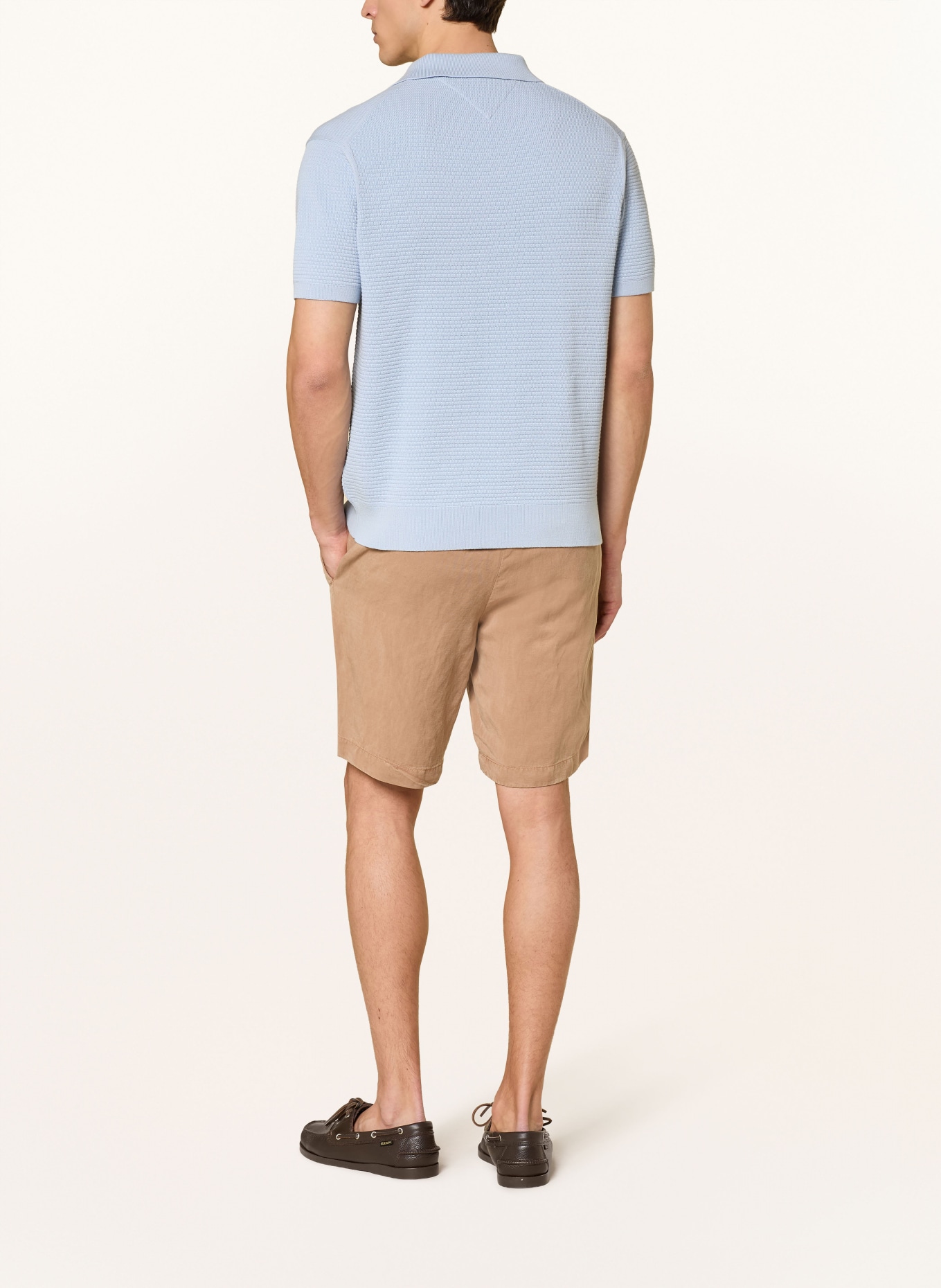 TOMMY HILFIGER knitted polo shirt: LIGHT BLUE