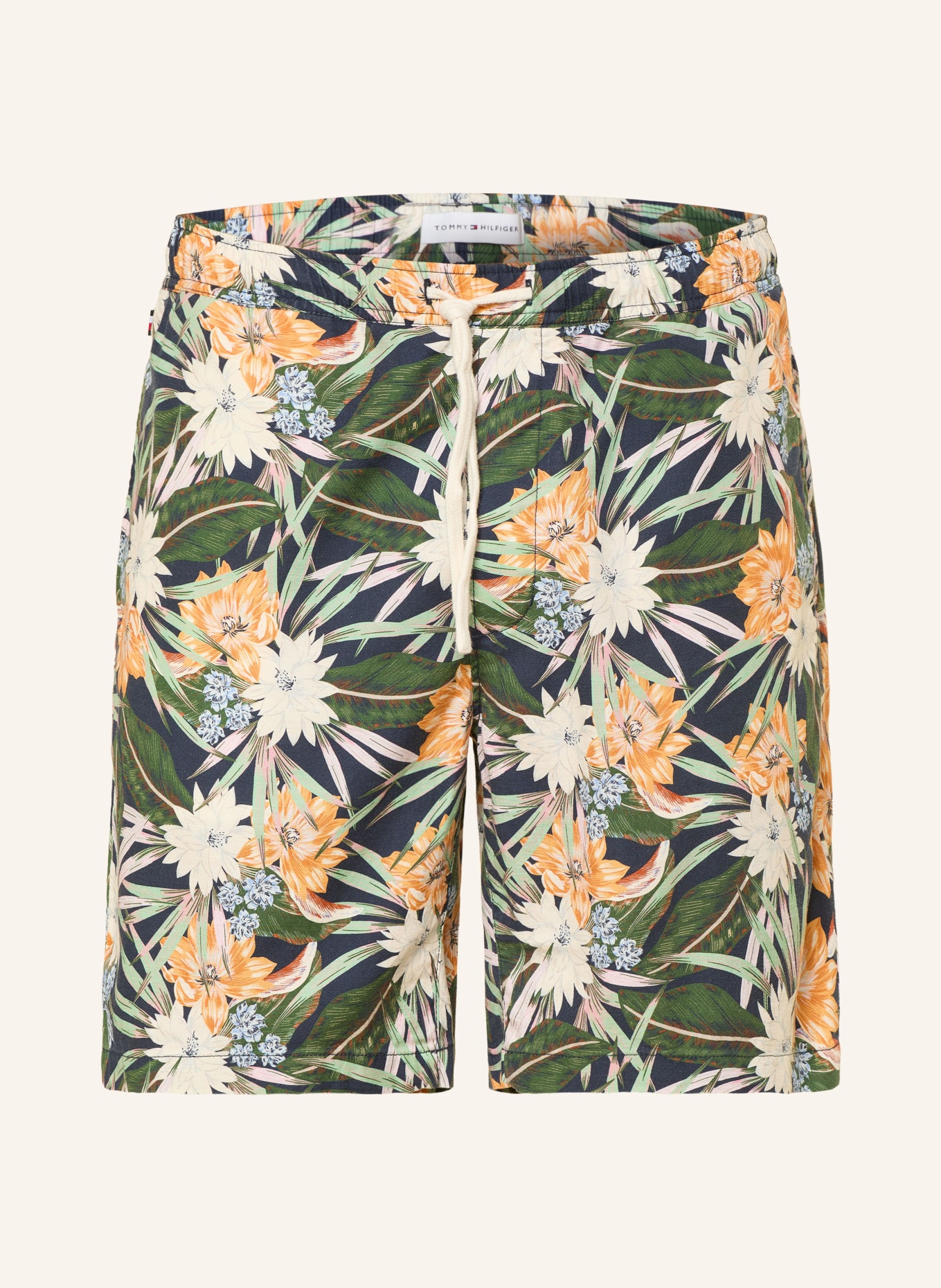 TOMMY HILFIGER Shorts: GRÜN / DUNKELORANGE / BLAU